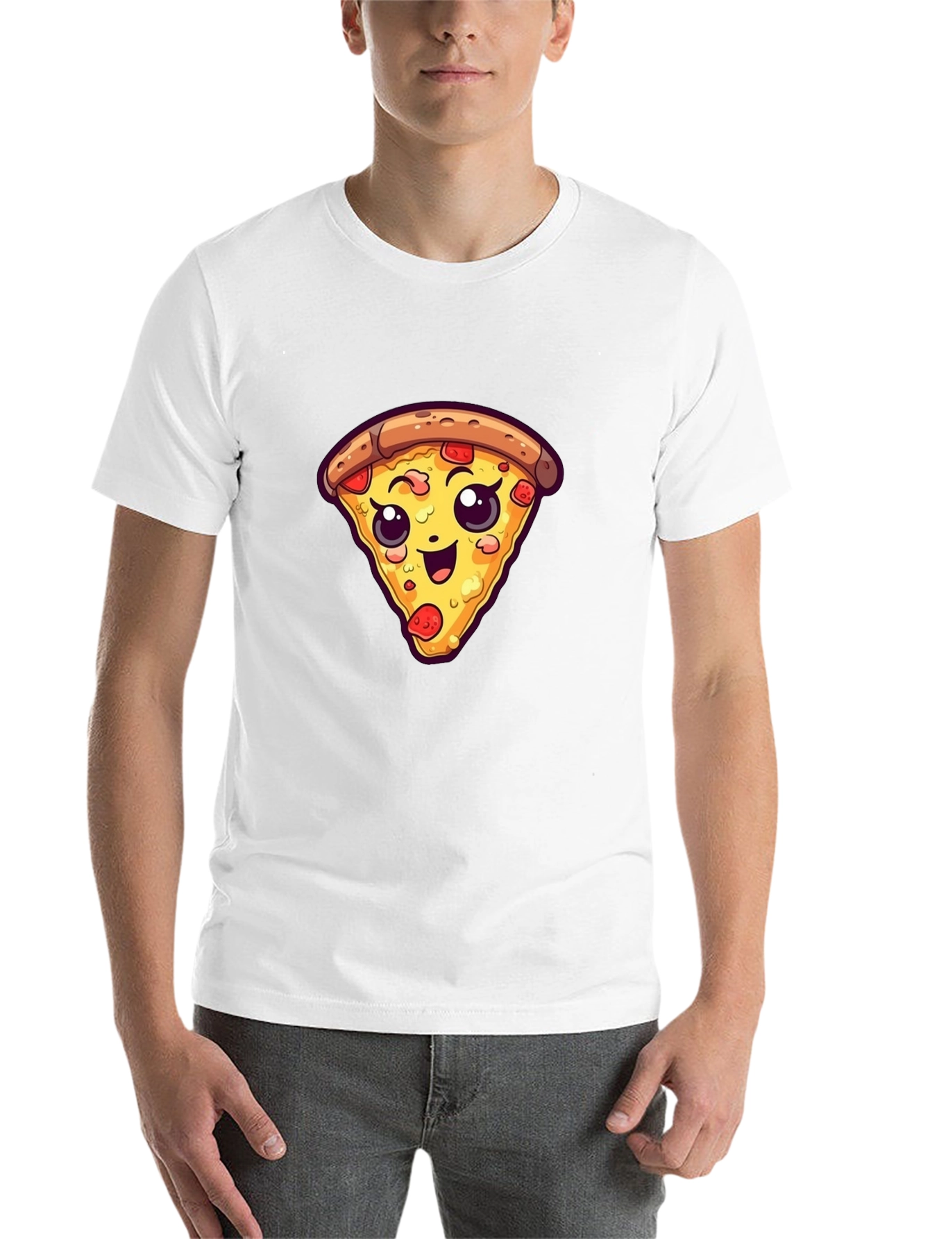Black Cute Pizza Slice Graphic Tee - Black Unisex T-Shirt view 14