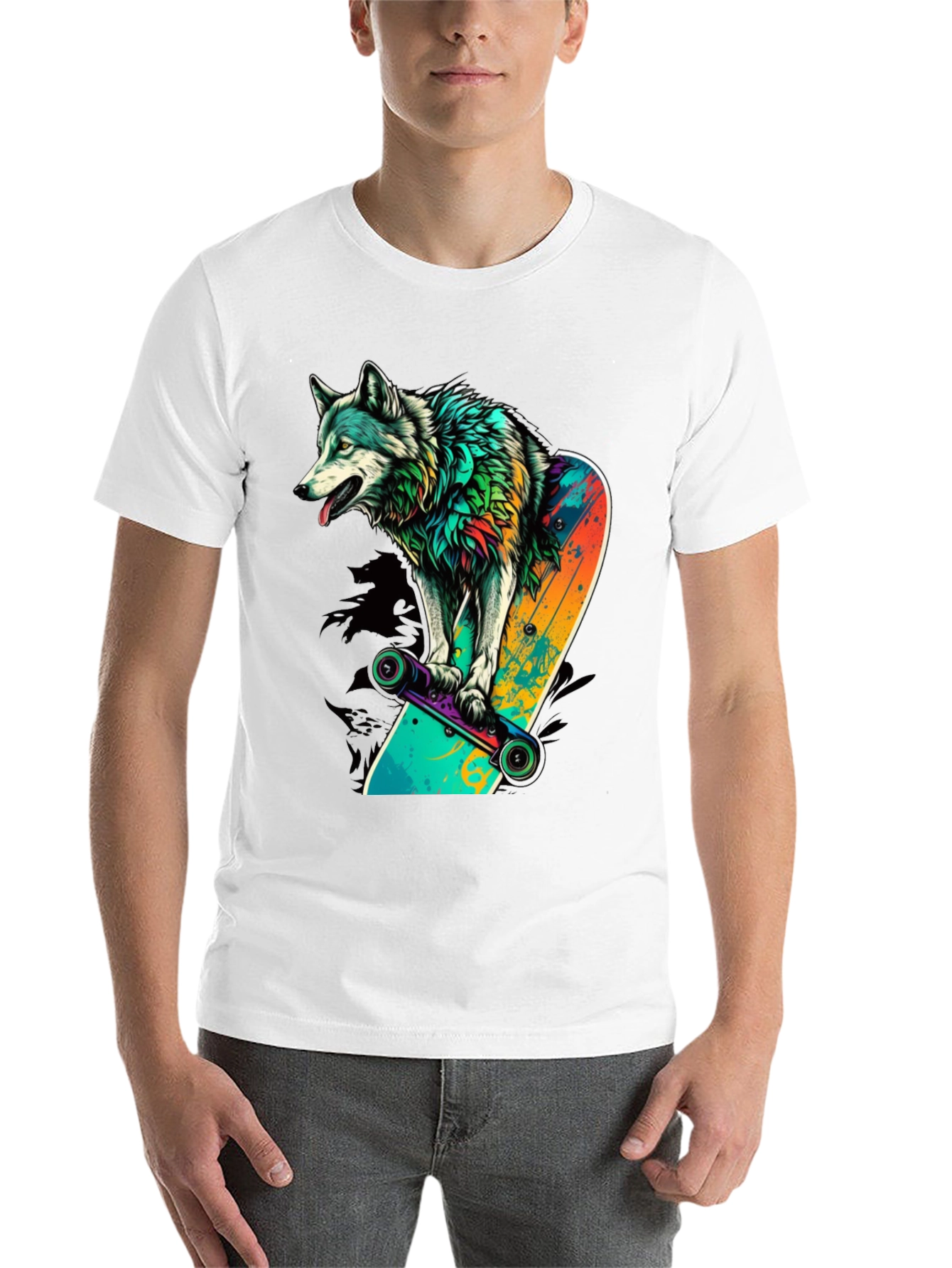 Black Wolf Skateboard Graphic Tee view 14