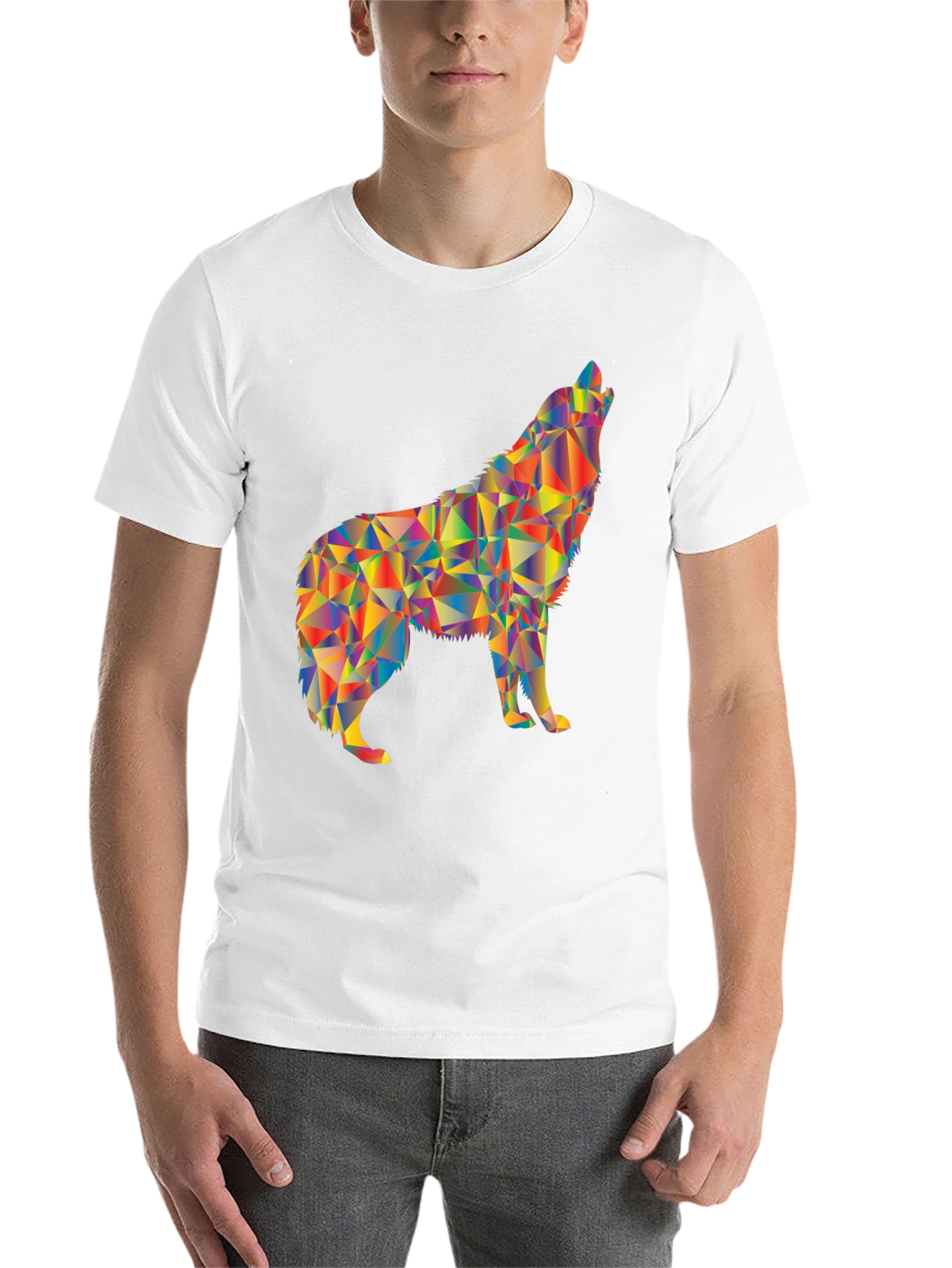 Black Geometric Wolf Graphic T-Shirt view 14