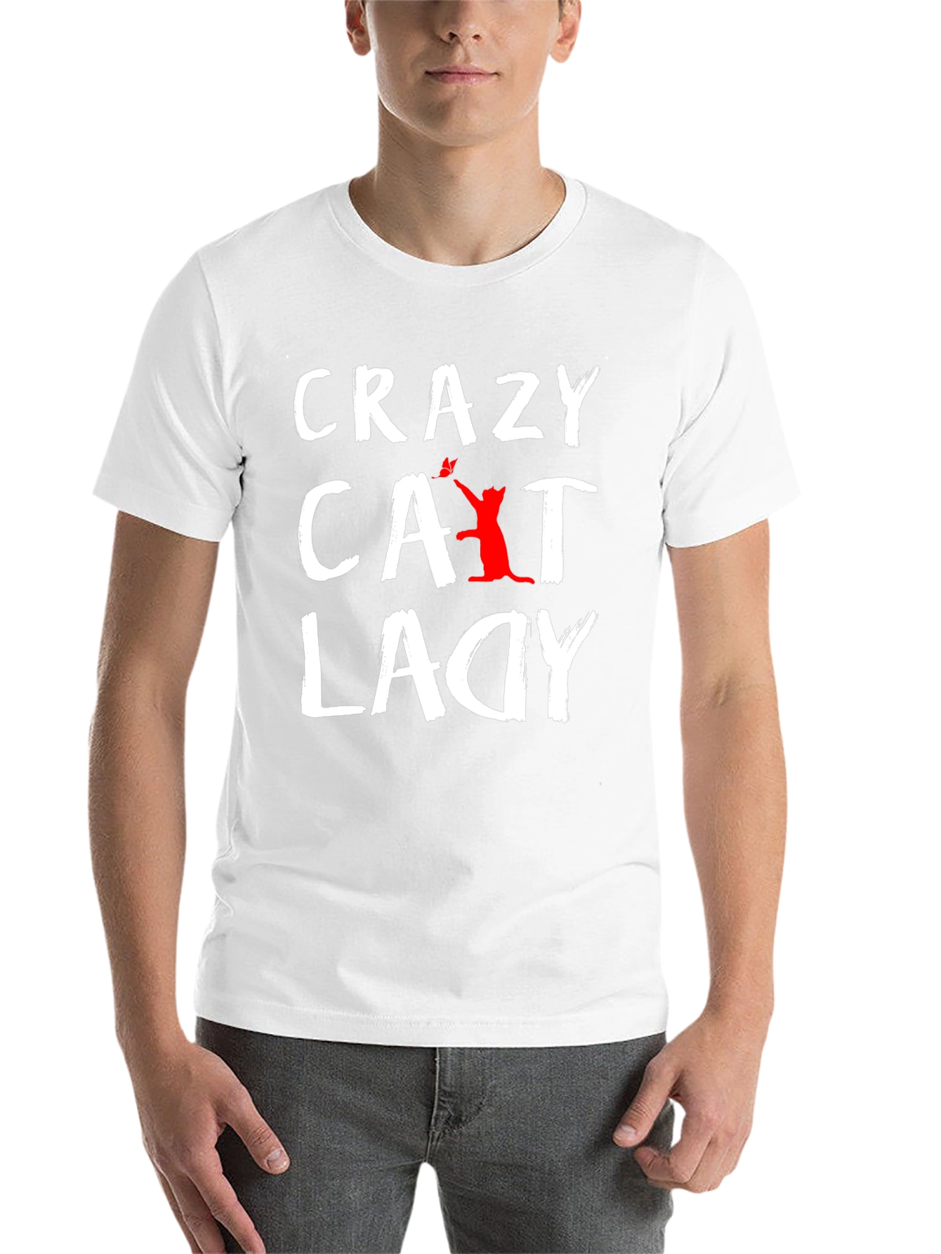 Black Crazy Cat Lady T-Shirt - Unisex Graphic Tee view 14