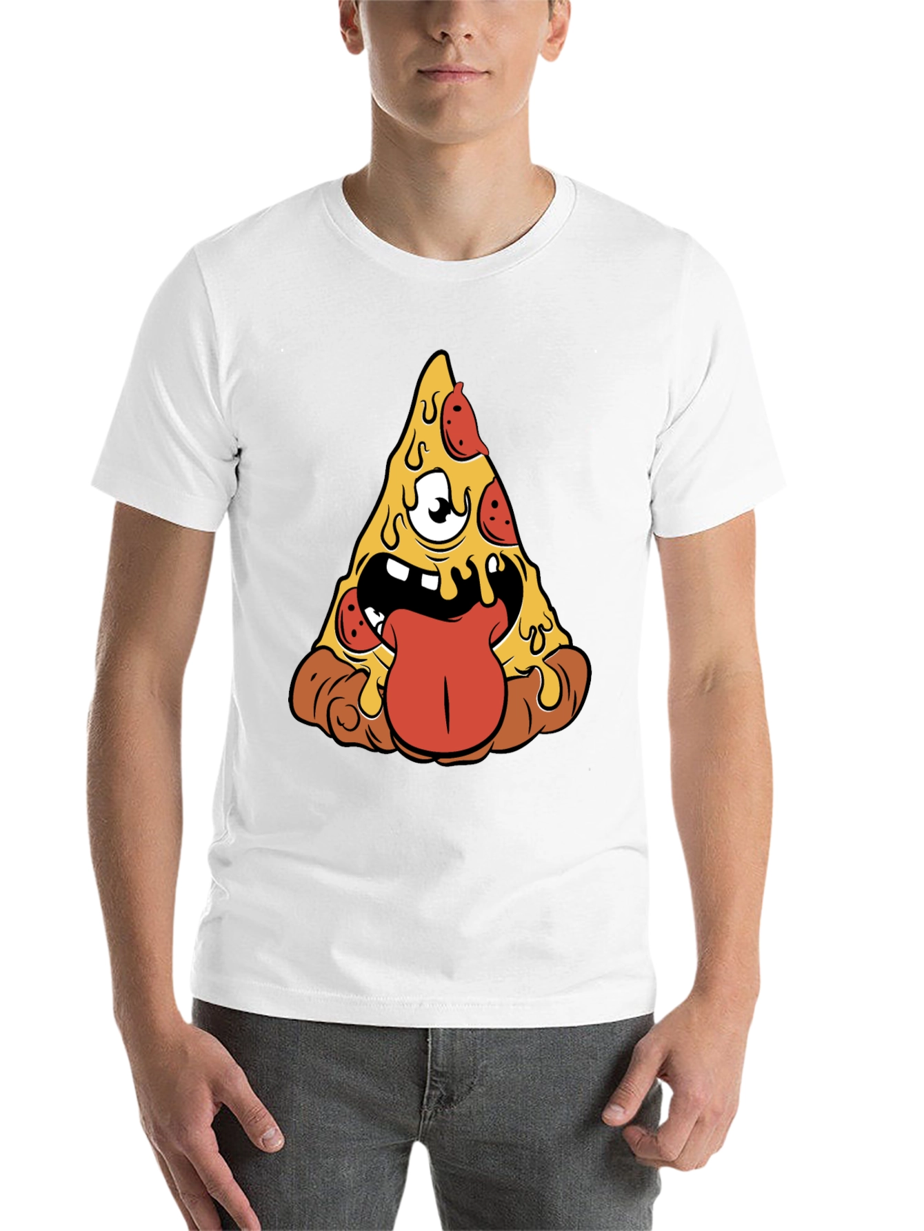 Black Pizza Monster Graphic Tee - Black Short Sleeve view 14