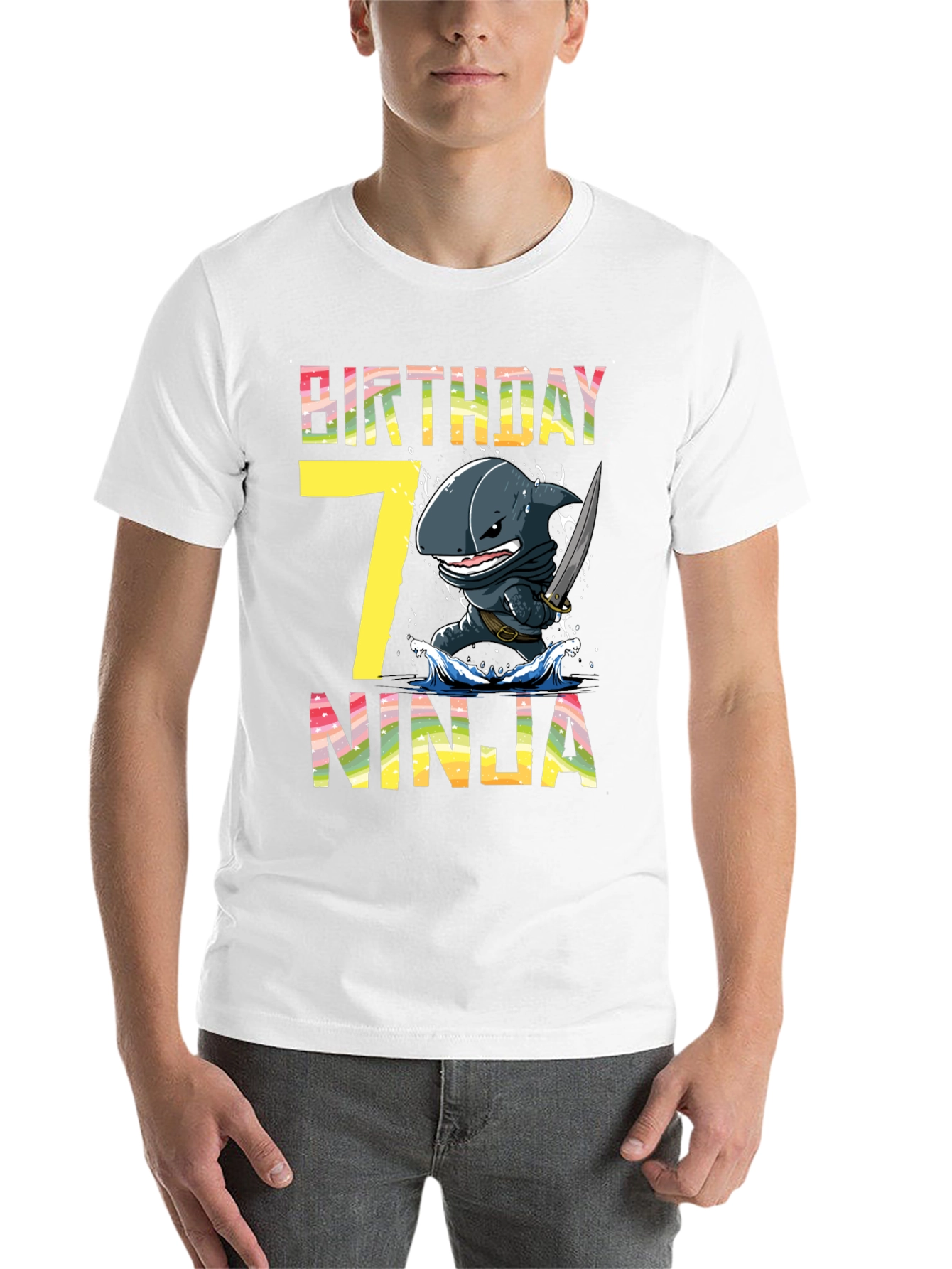 Black Birthday Ninja Shark T-Shirt view 14