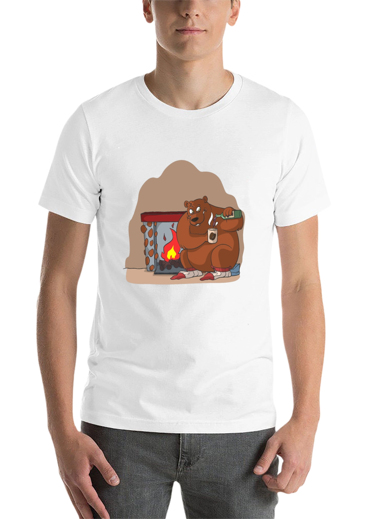 Black Cozy Bear by Fire T-Shirt view 14