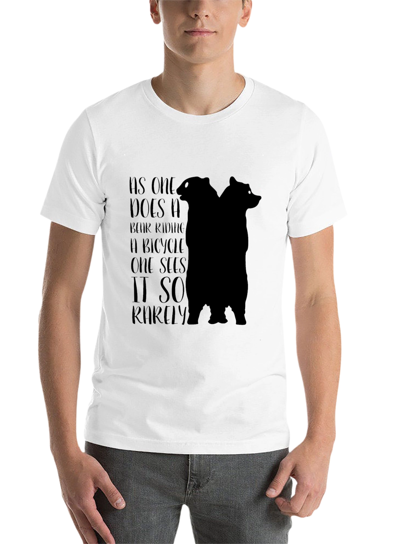 Black Bear Riding Bicycle Tee - Unisex Black T-Shirt view 14