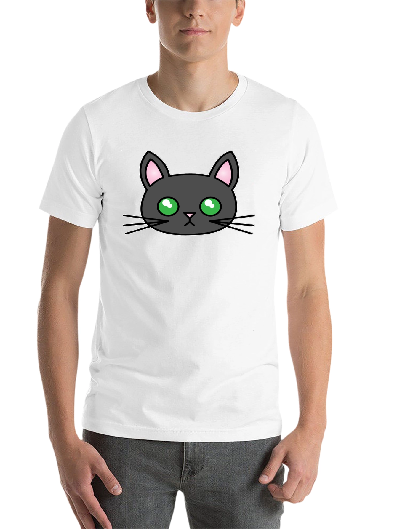 Black Black Cat Graphic Tee - Cute Cartoon Design view 14