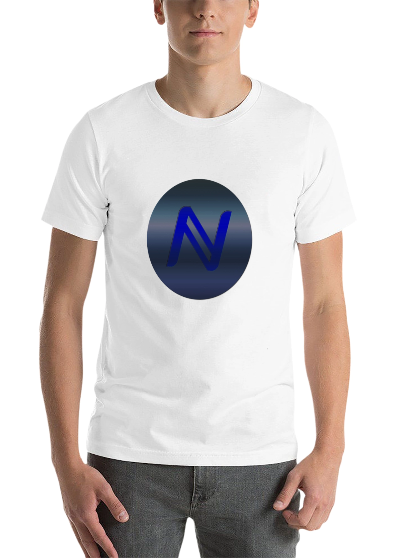 Black Stylish Black T-Shirt with Blue 'N' Logo view 14