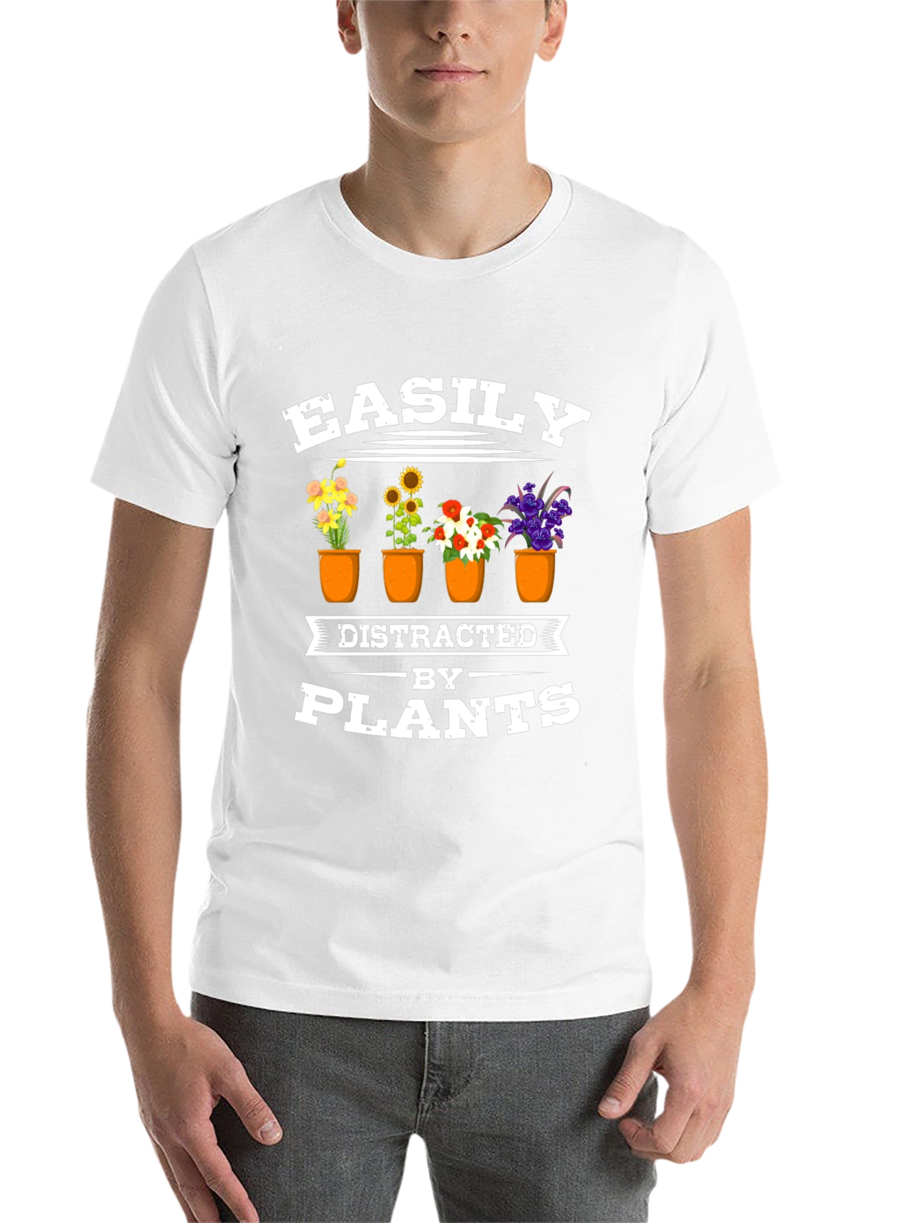 Black Easily Distracted by Plants Black T-Shirt view 14