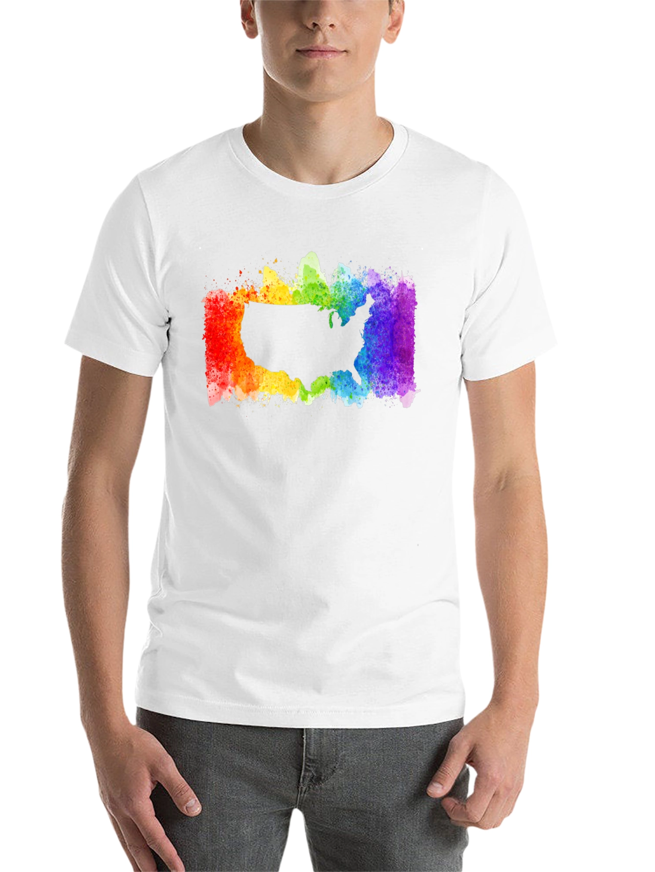 Black USA Rainbow Pride T-Shirt view 14