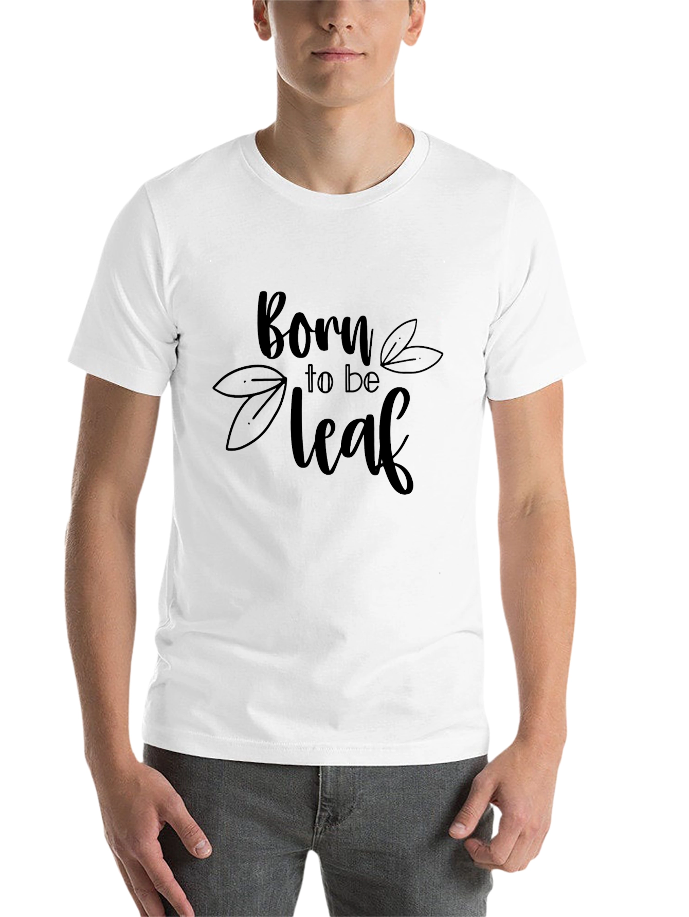 Black Born to be Leaf T-Shirt - Soft Cotton Tee view 14