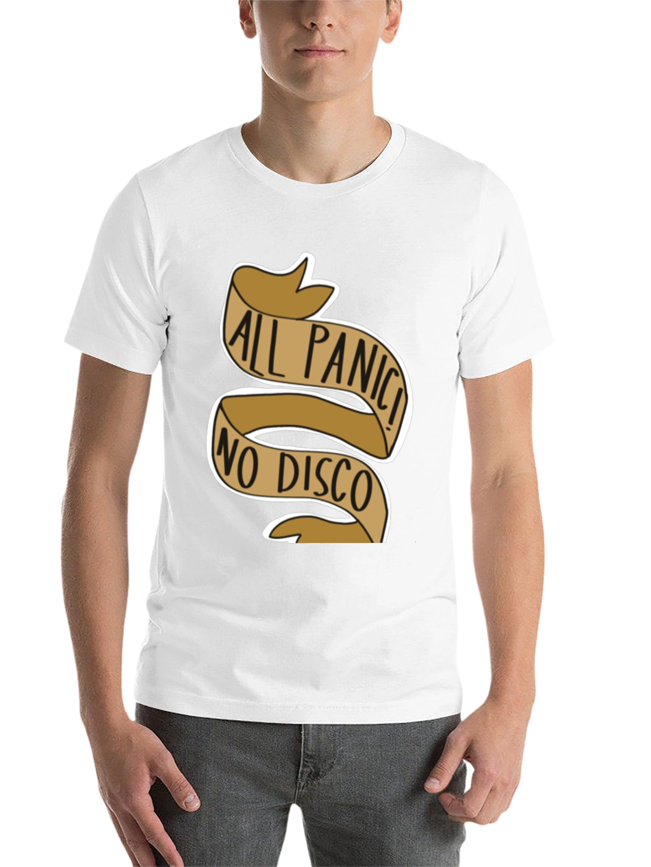 Black All Panic No Disco Graphic T-Shirt view 14