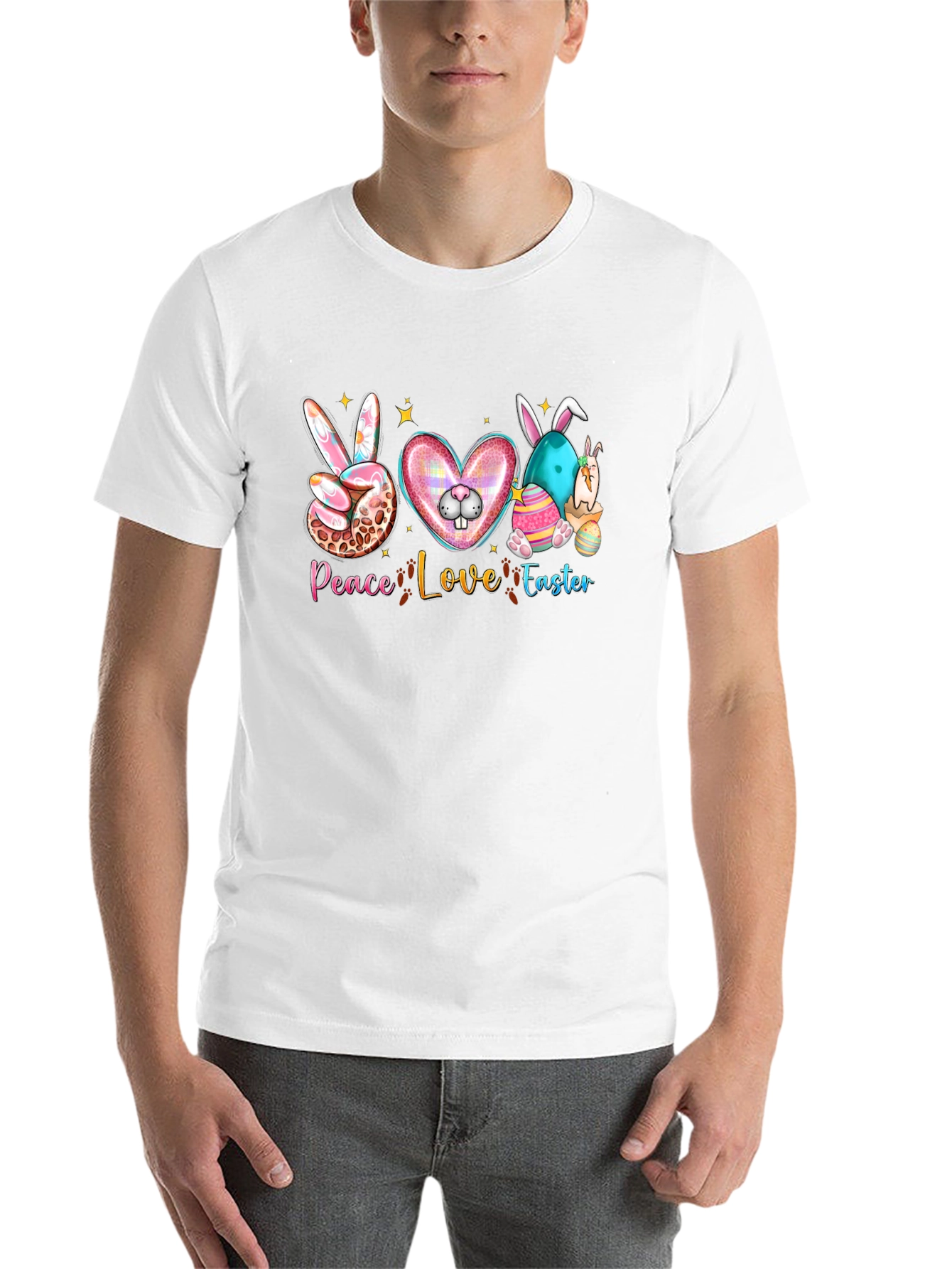 Camiseta Negra "Peace Love Easter" Diseño Festivo