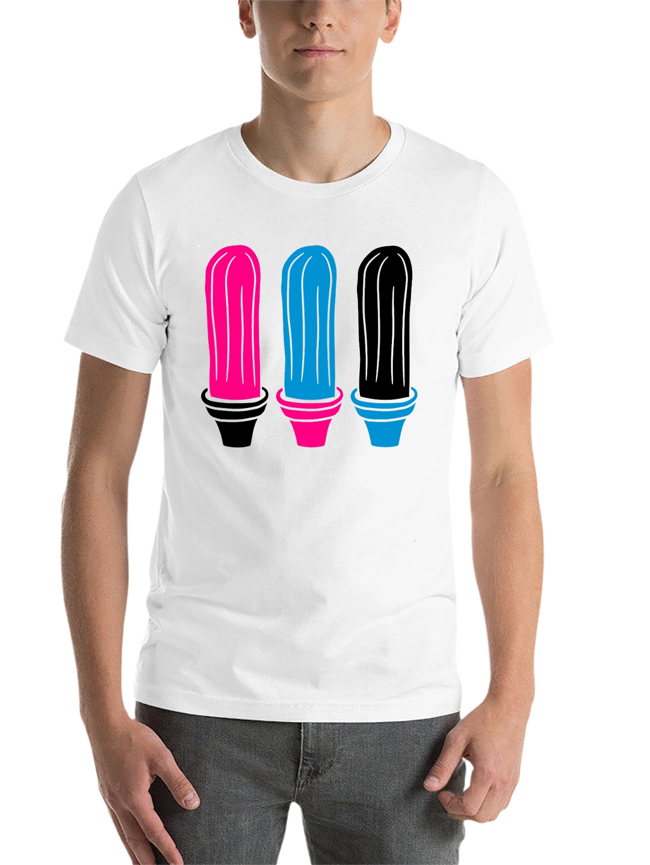 Colorful Cactus Graphic Tee - Black Cotton Shirt - 14