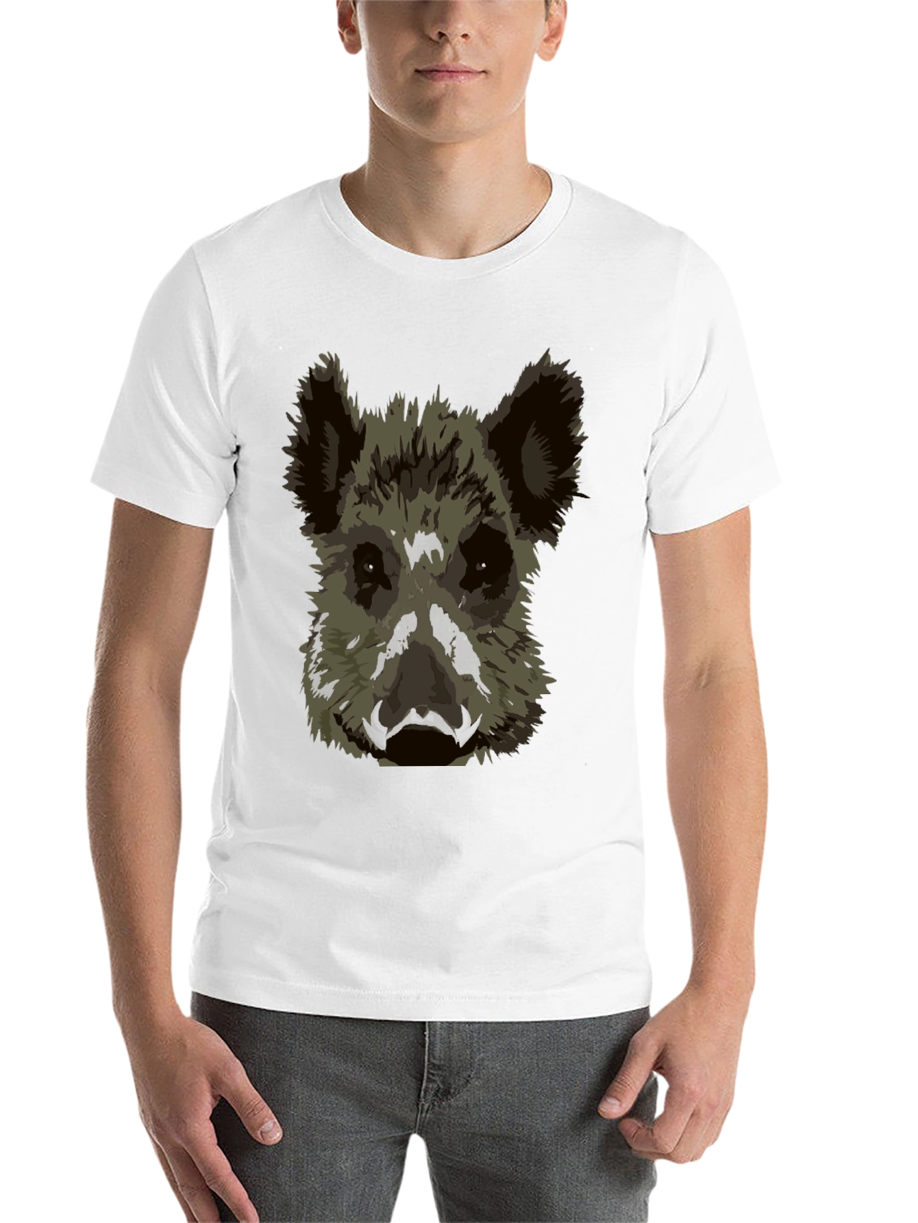 Black Wild Boar Graphic Tee - Black Cotton T-Shirt view 14