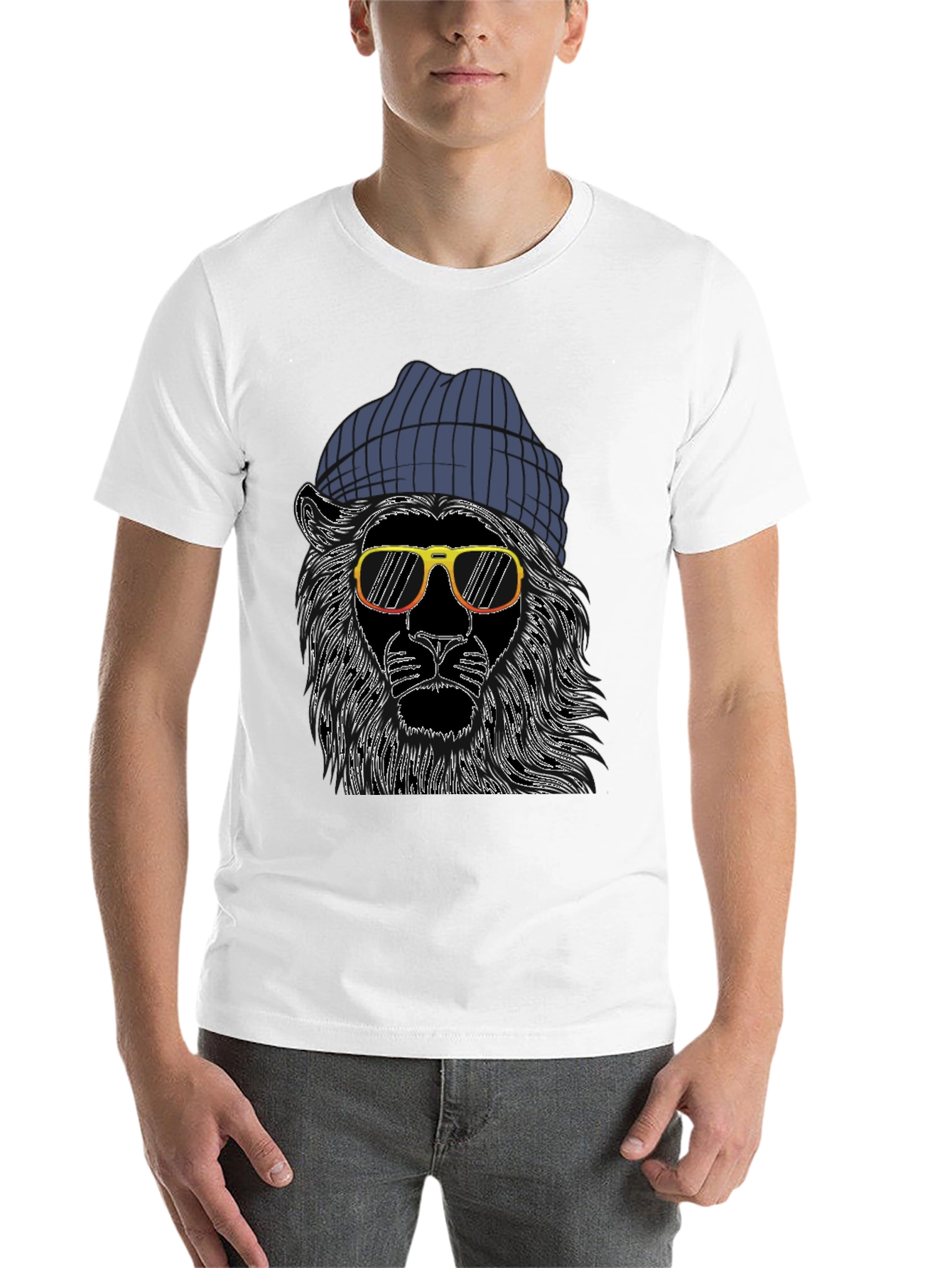 Black Cool Lion Graphic Tee - Men's Black T-Shirt view 14