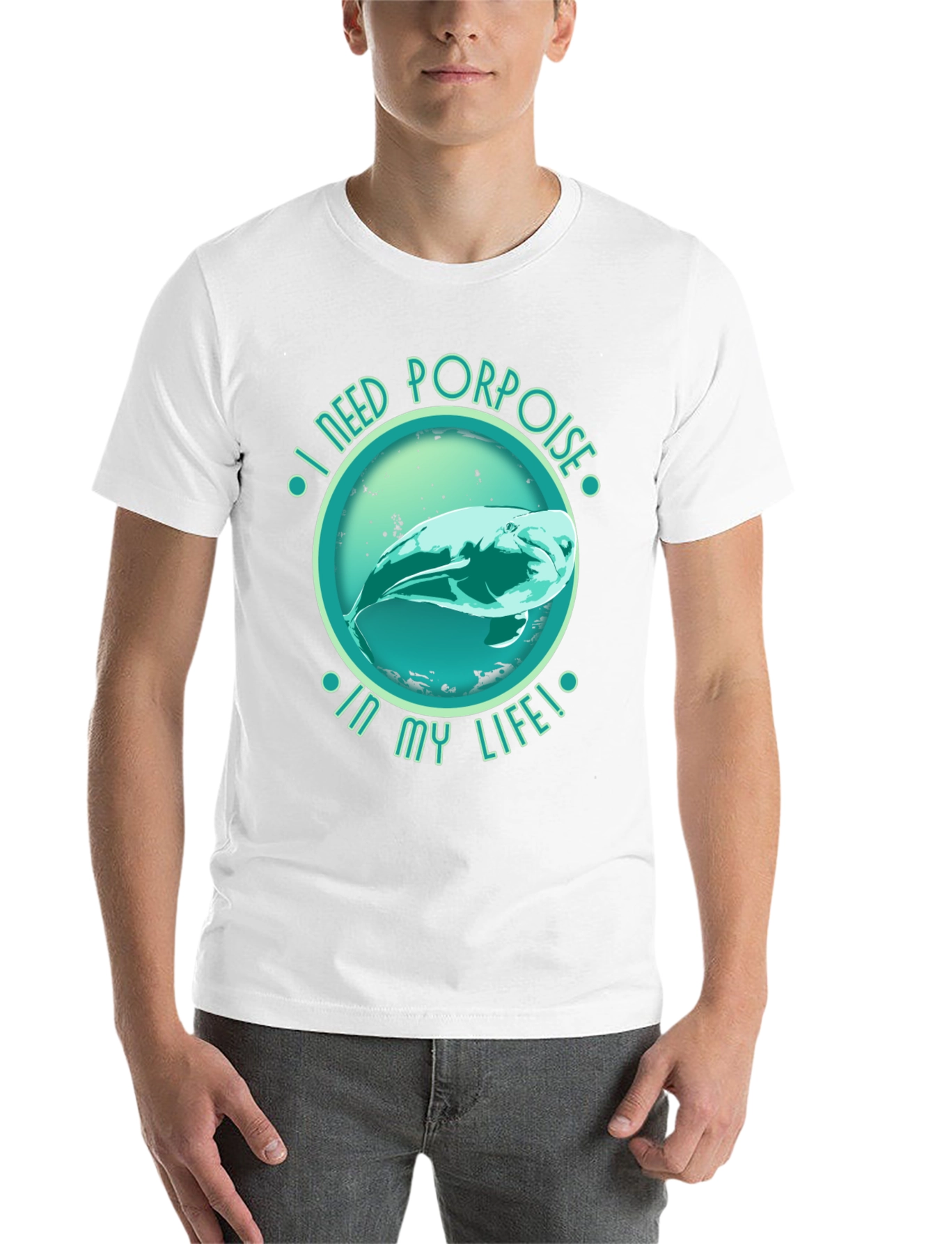Black I Need Porpoise in My Life Black T-Shirt view 14