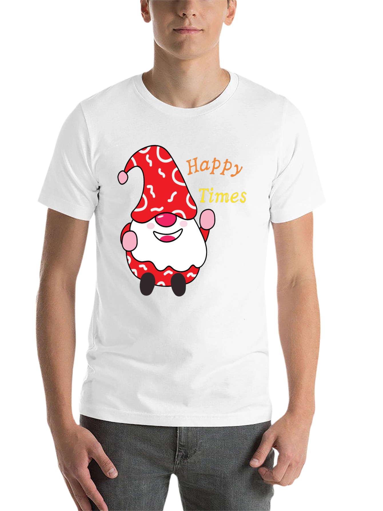 Black Happy Times Gnome T-Shirt - Festive Holiday Apparel view 14