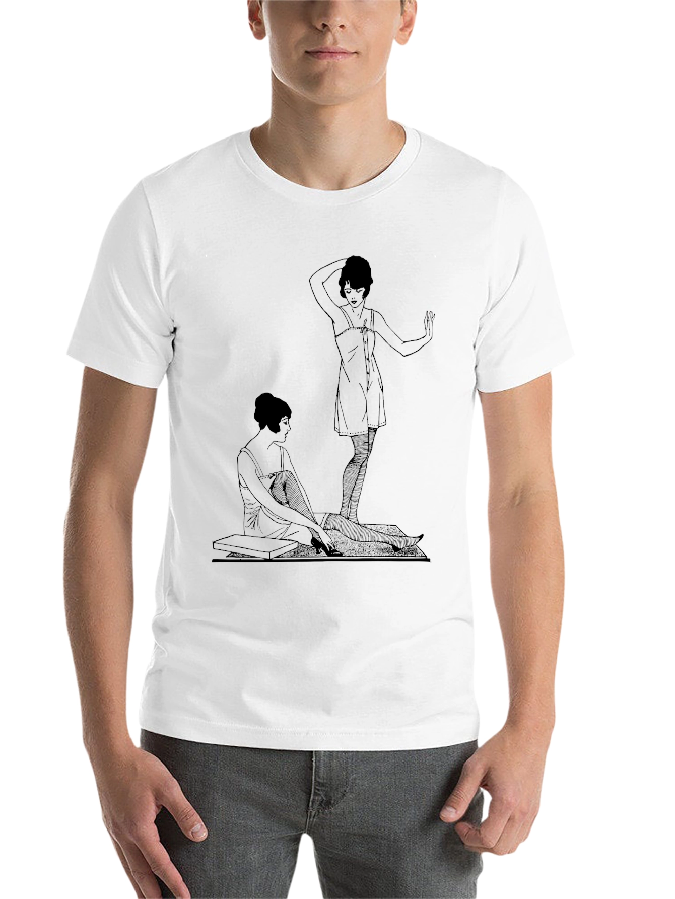 Black Vintage Art Deco Women Graphic Black T-Shirt view 14