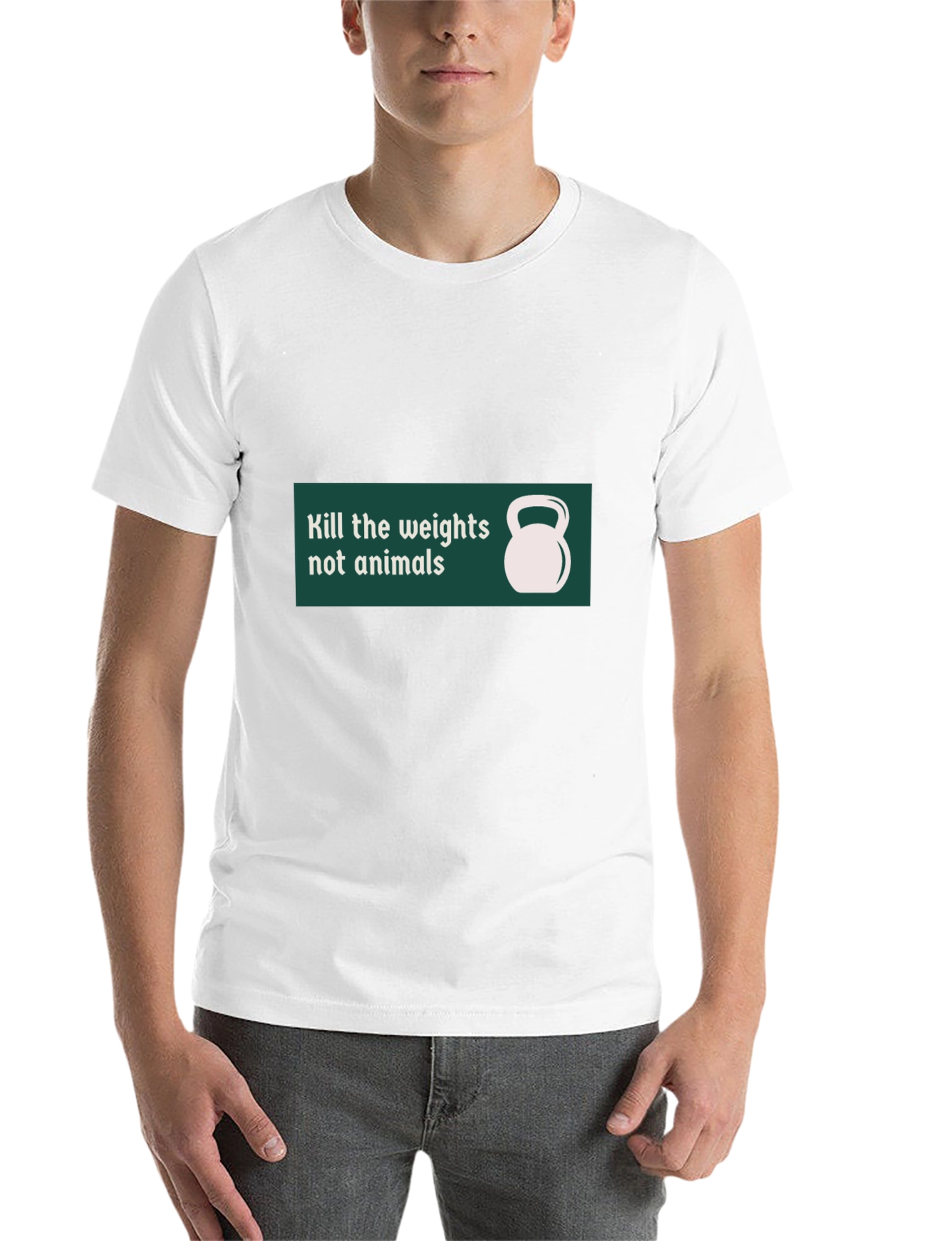 Black Vegan Workout T-Shirt - Kill the Weights, Not Animals view 14