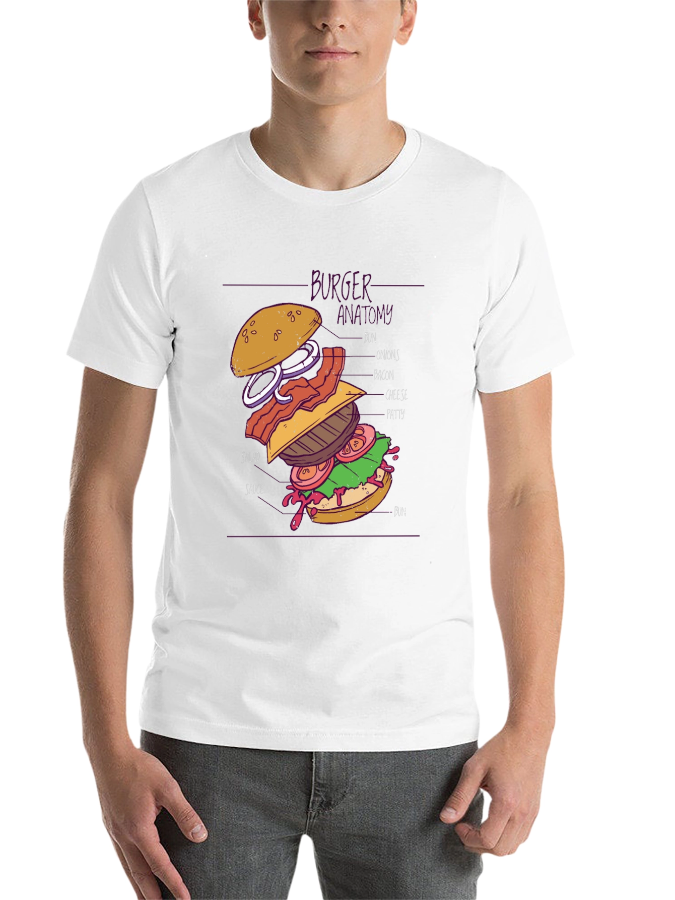 Black Burger Anatomy Graphic Tee - Black Cotton Blend view 14