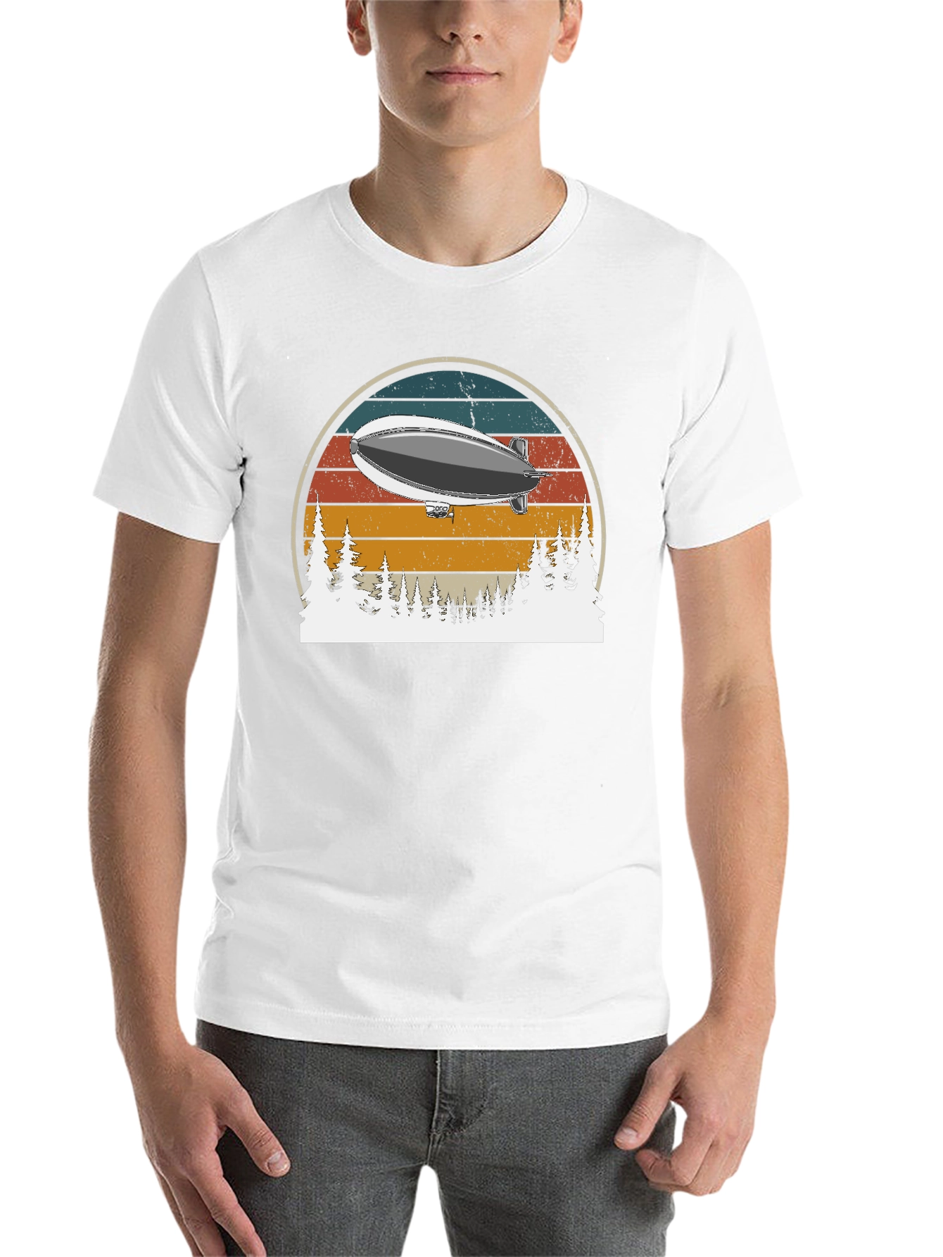 Black Vintage Airship Sunset T-Shirt view 14