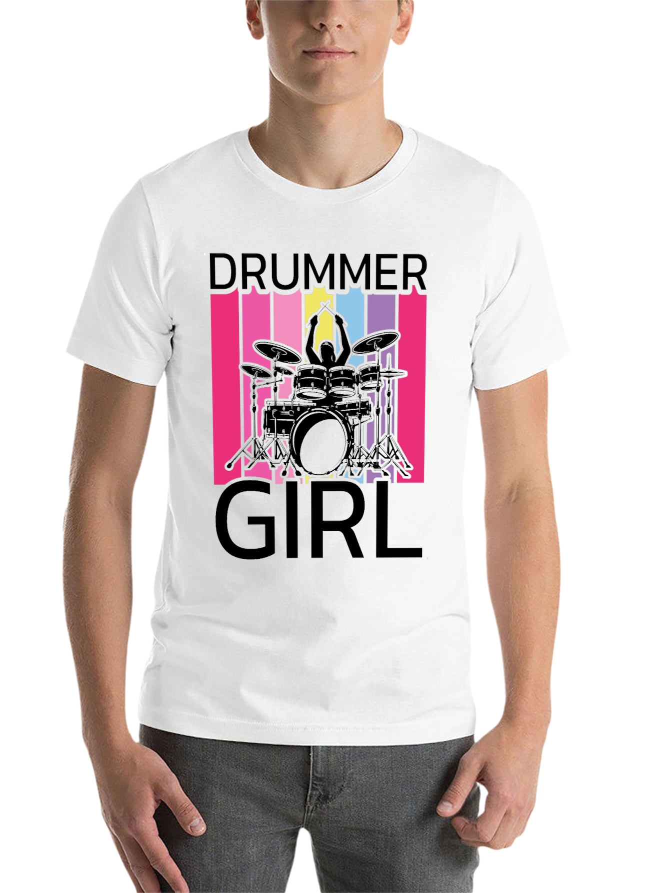 Black Drummer Girl T-Shirt - Music Lover Tee view 14