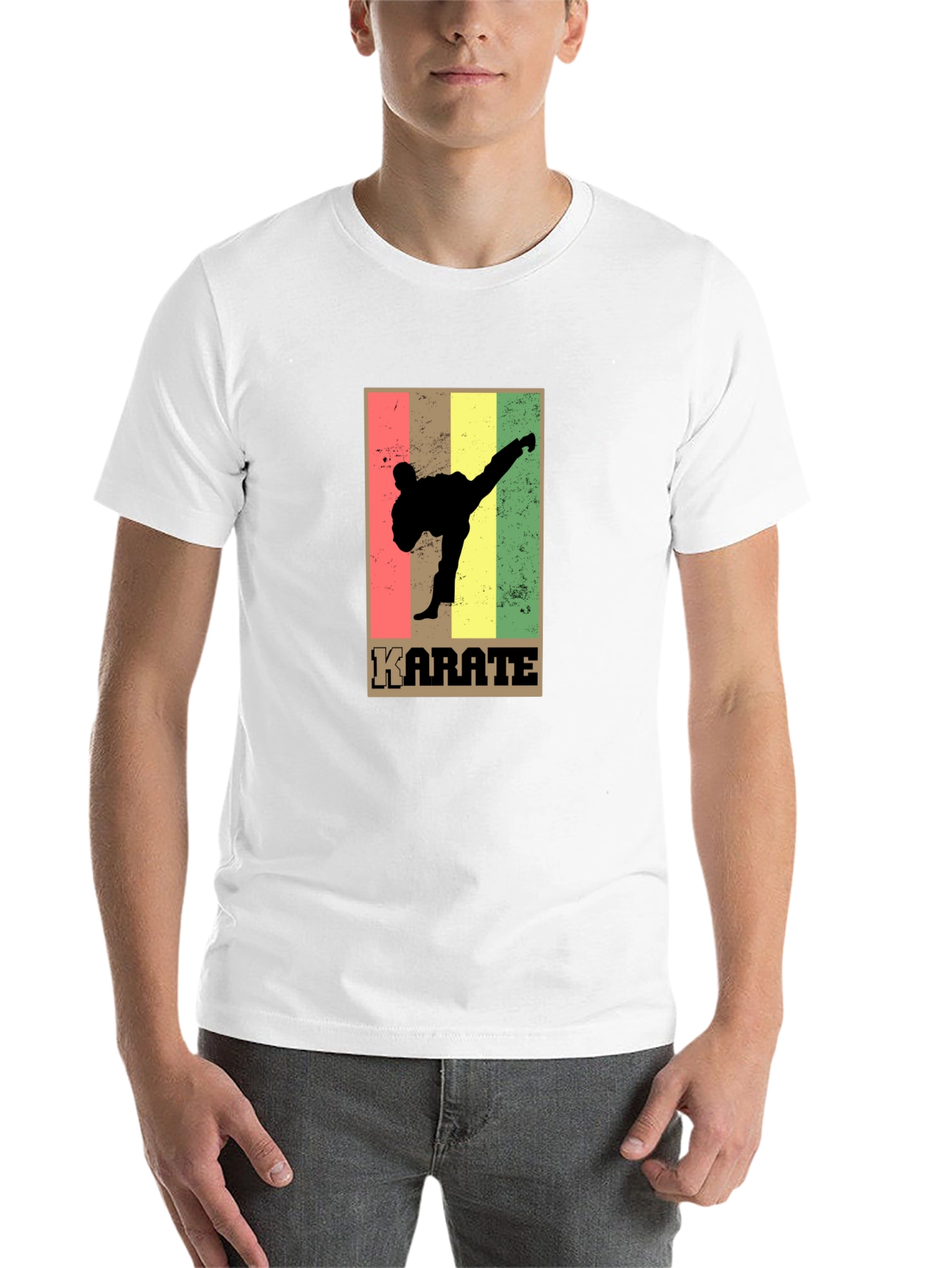 Black Karate Retro Style Graphic T-Shirt view 14