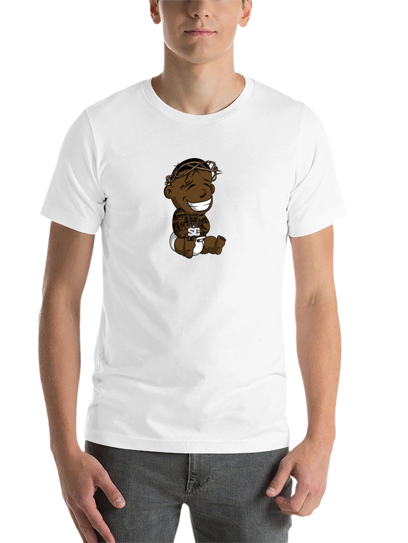 Black Baby Cartoon Graphic Black T-Shirt view 14