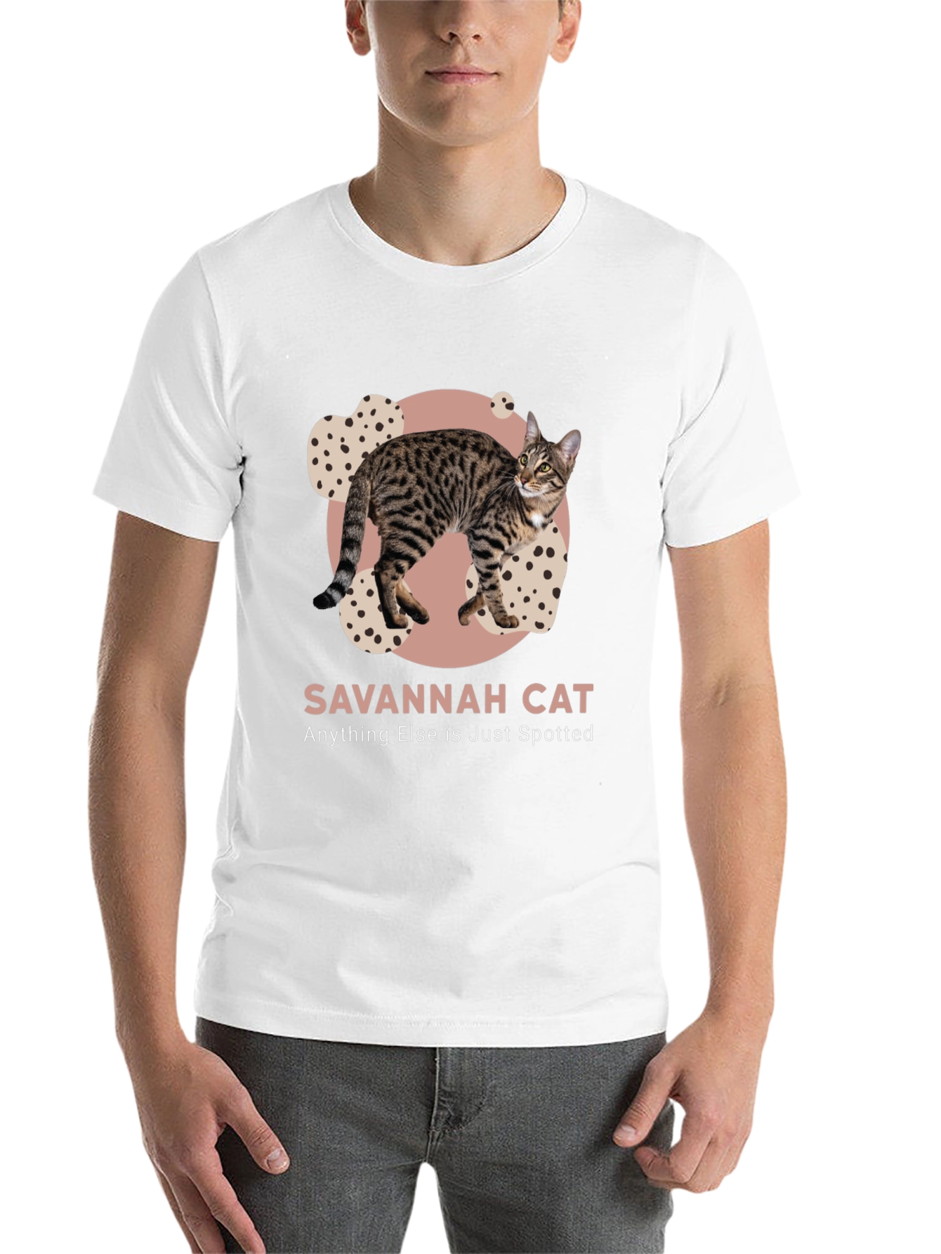 Black Savannah Cat Spotted T-Shirt - Unique Design view 14