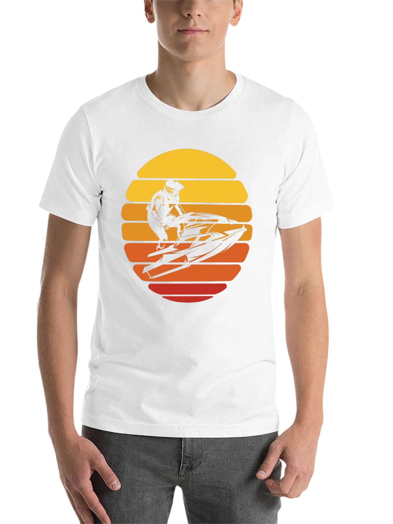 Black Jet Ski Sunset Graphic Tee - Black Cotton T-Shirt view 14