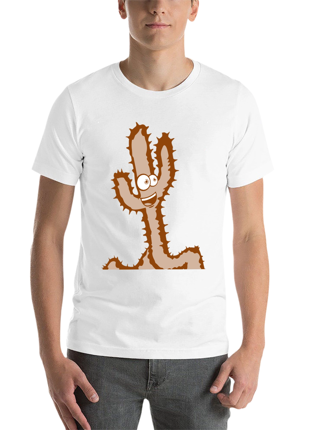 Black Cartoon Cactus T-Shirt - Funny Desert Plant Tee view 14