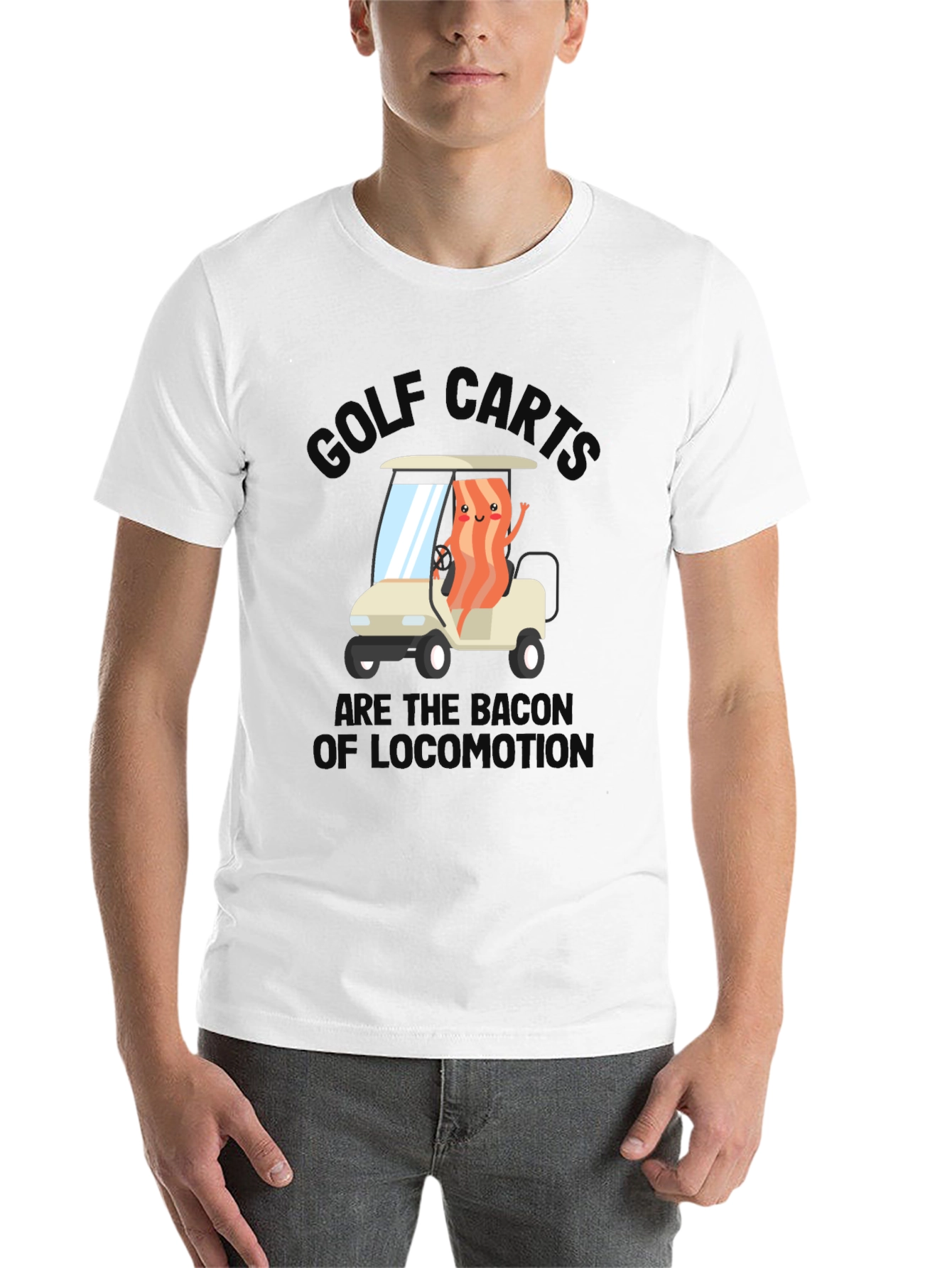 Black Golf Cart Bacon Funny Humor T-Shirt view 14