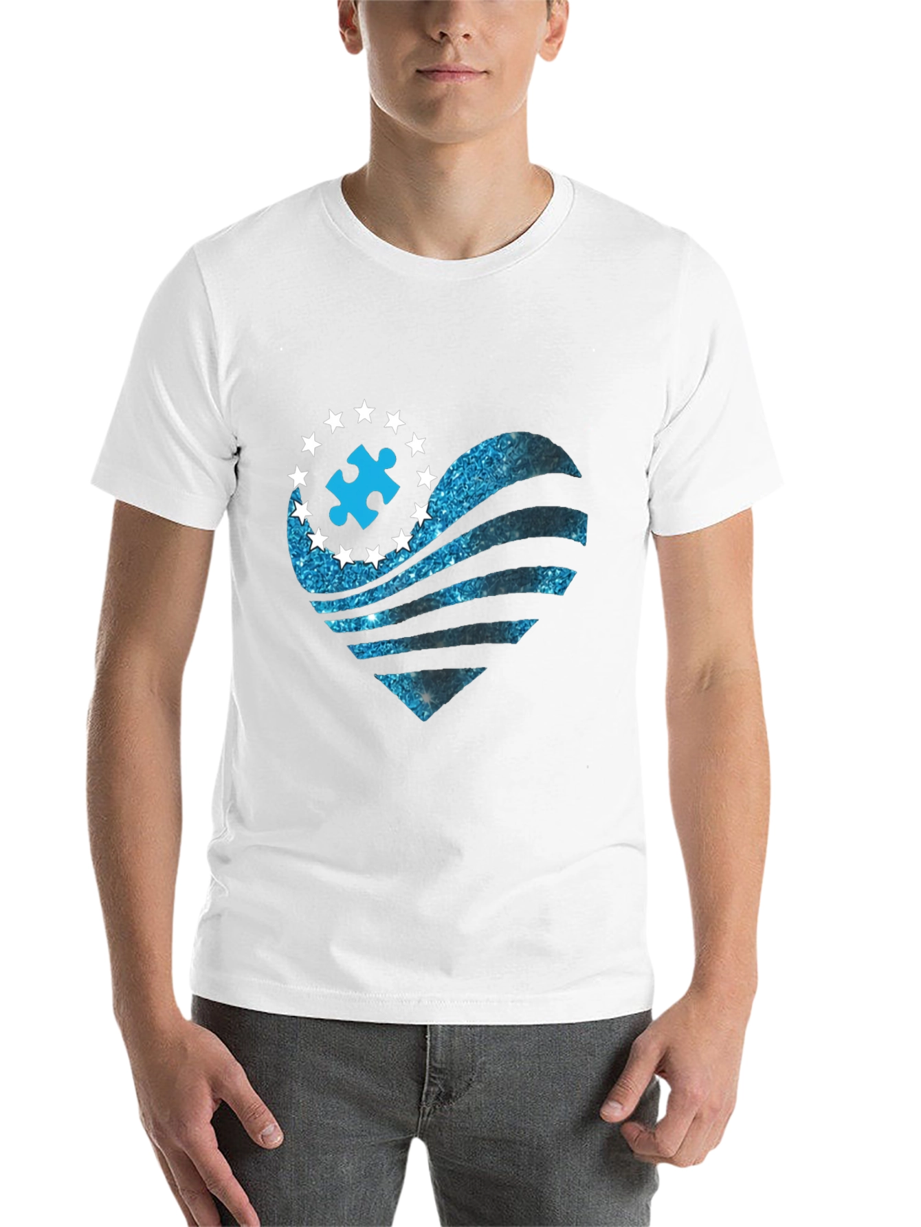 Black Autism Awareness Heart T-Shirt view 14