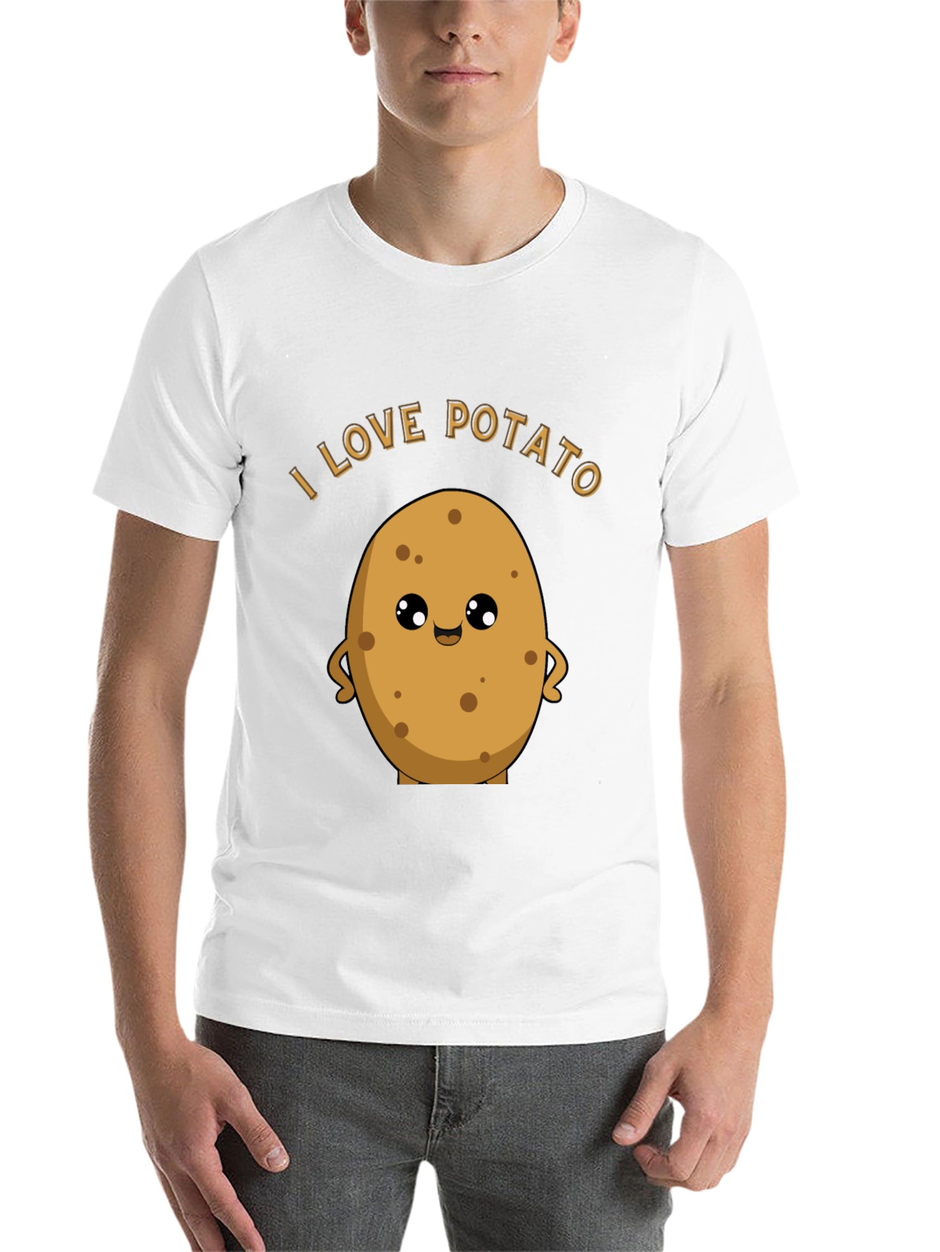 Black I Love Potato Graphic T-Shirt - Unisex Black Tee view 14