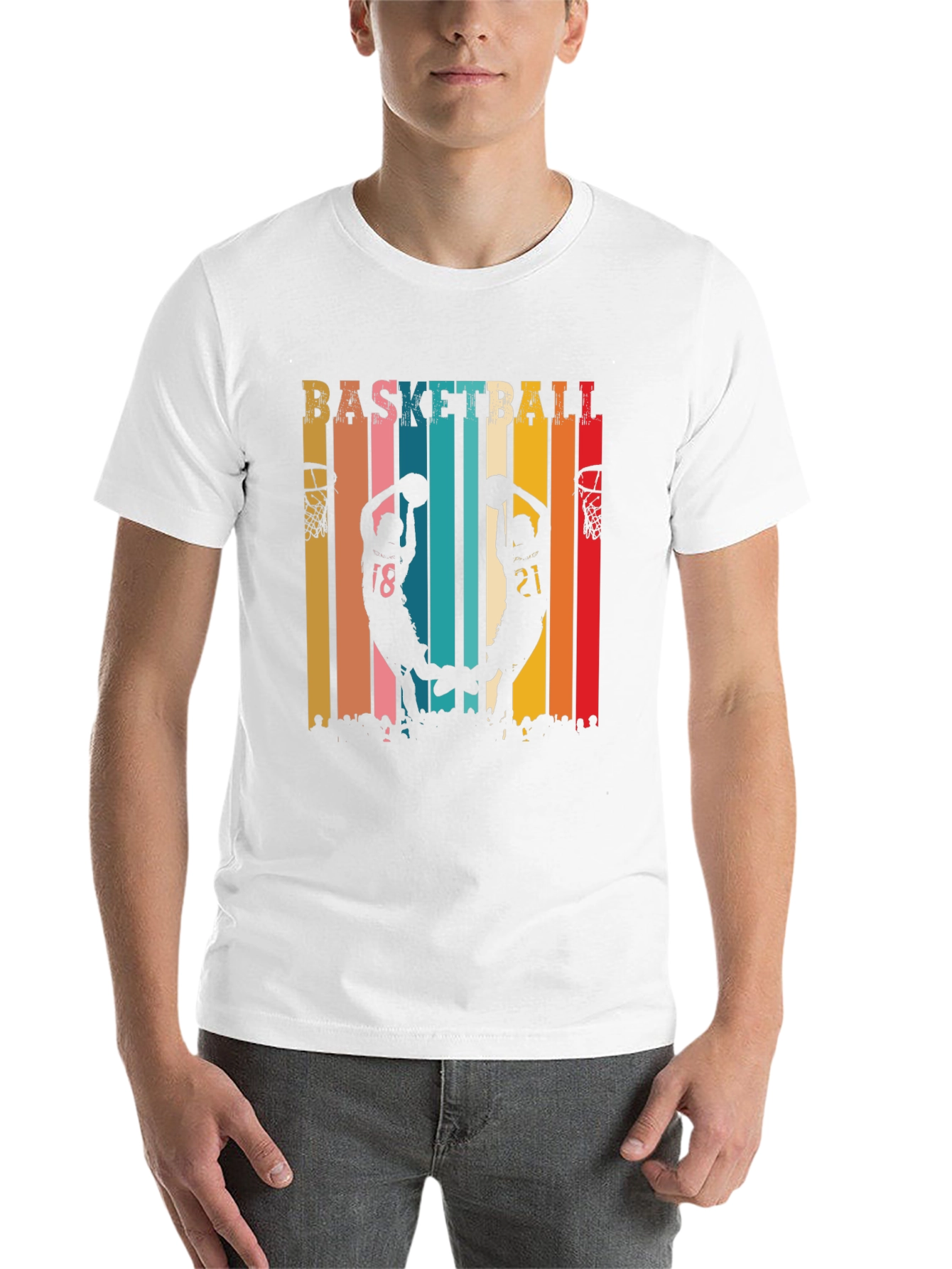 Black Basketball Silhouette Graphic Tee - Retro Style view 14