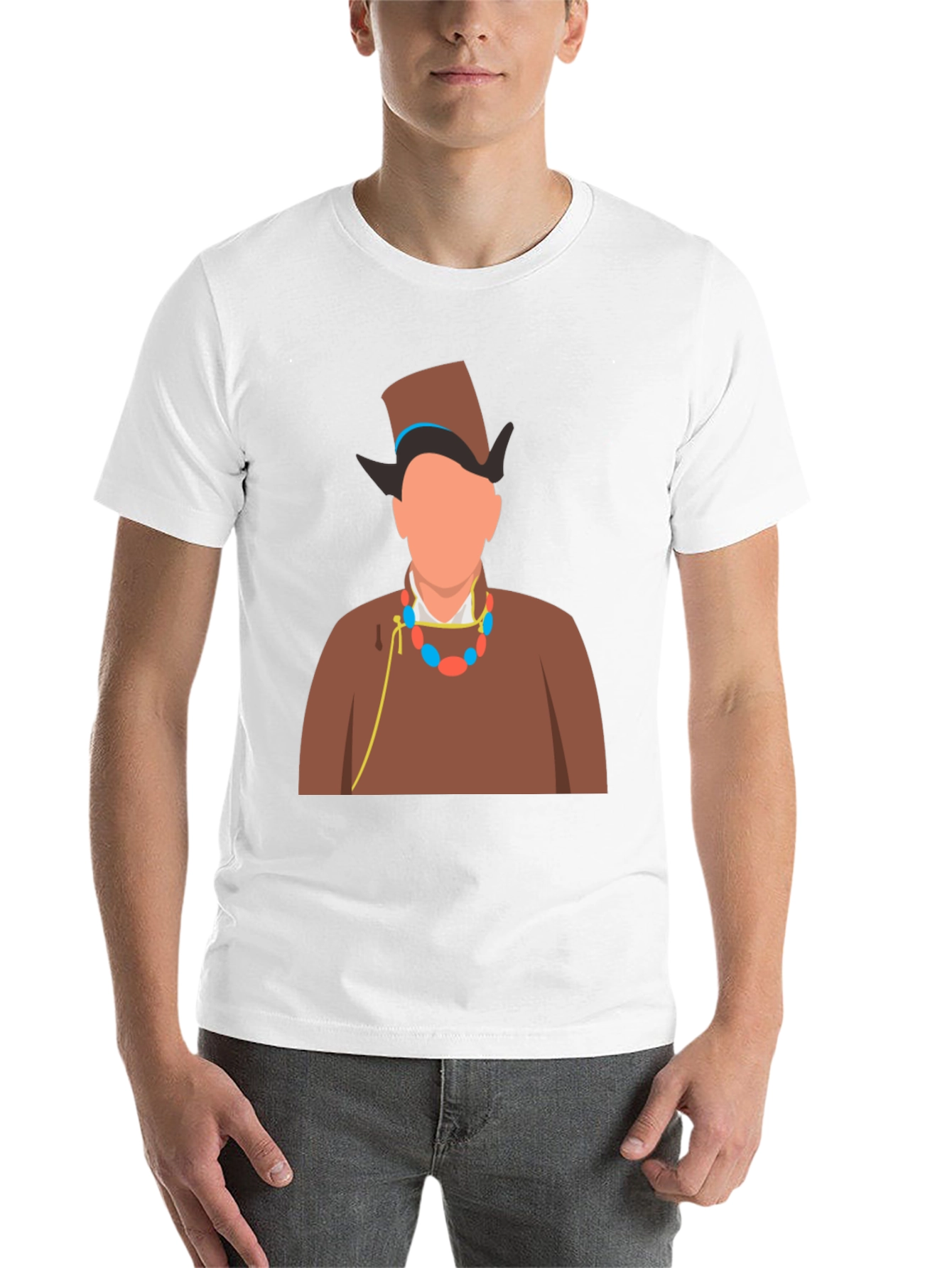 Black Stylish Graphic Tee: Man in Traditional Outfit view 14