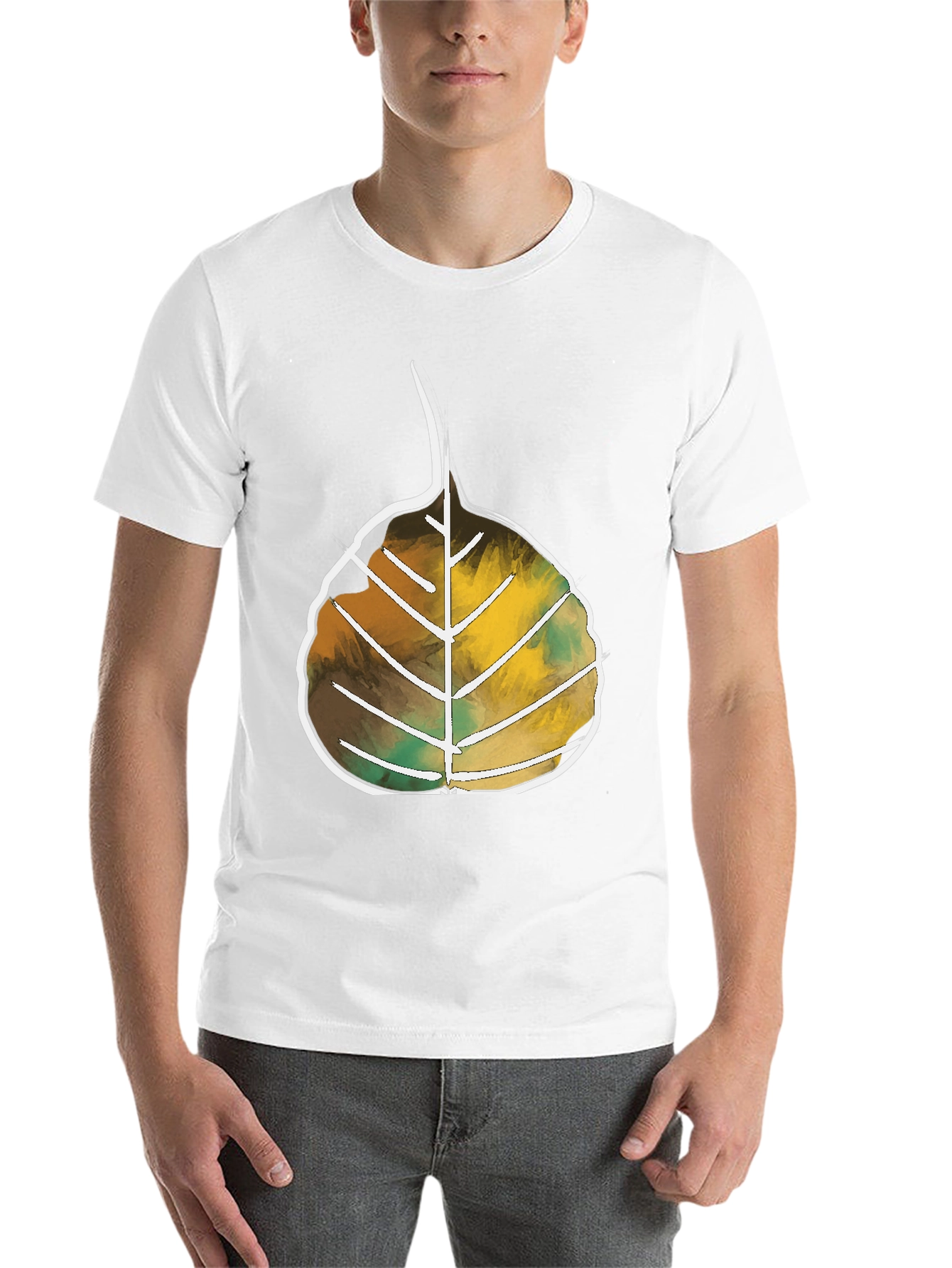 Black Leaf Design Black T-Shirt | Casual Wear view 14