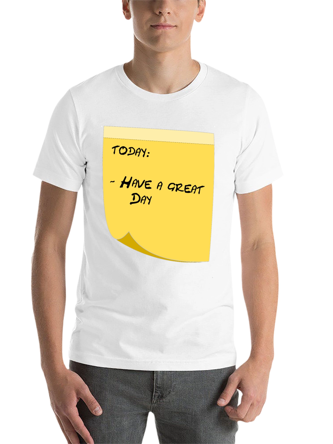 Black Have a Great Day Sticky Note T-Shirt - Black Cotton Tee view 14