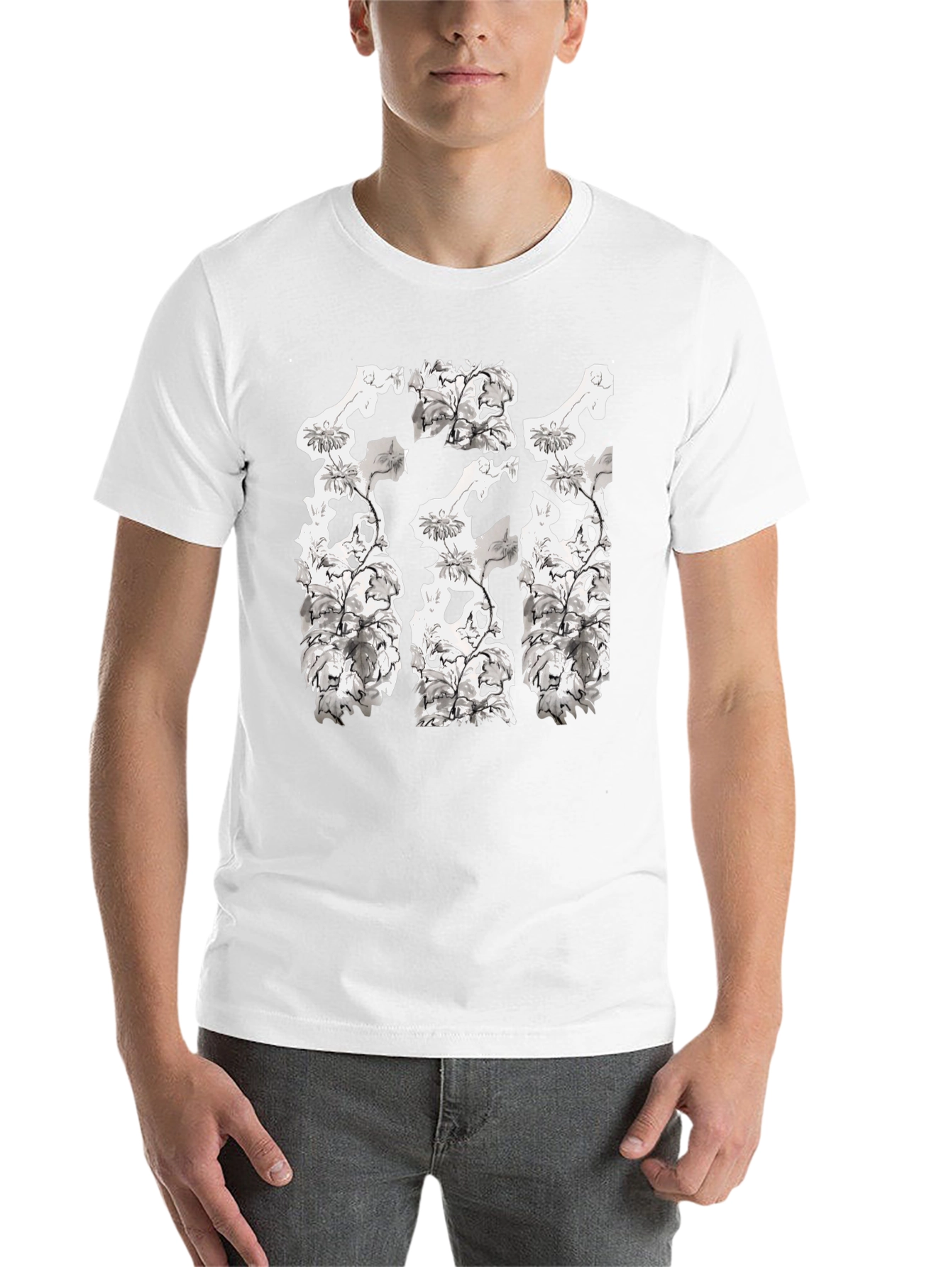 Black Floral Skull T-Shirt - Black view 14