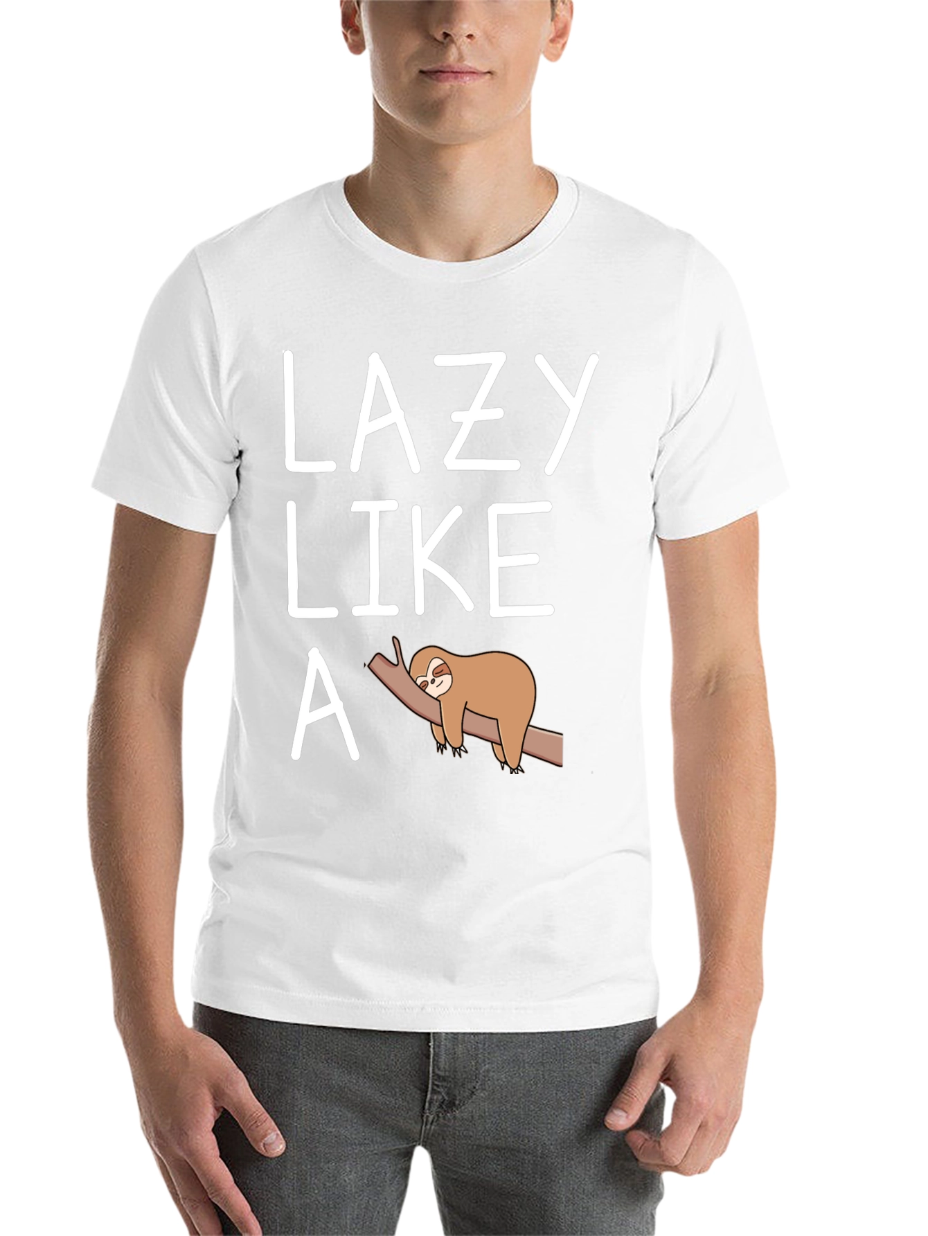 Black Lazy Like a Sloth T-Shirt Funny Graphic Tee view 14