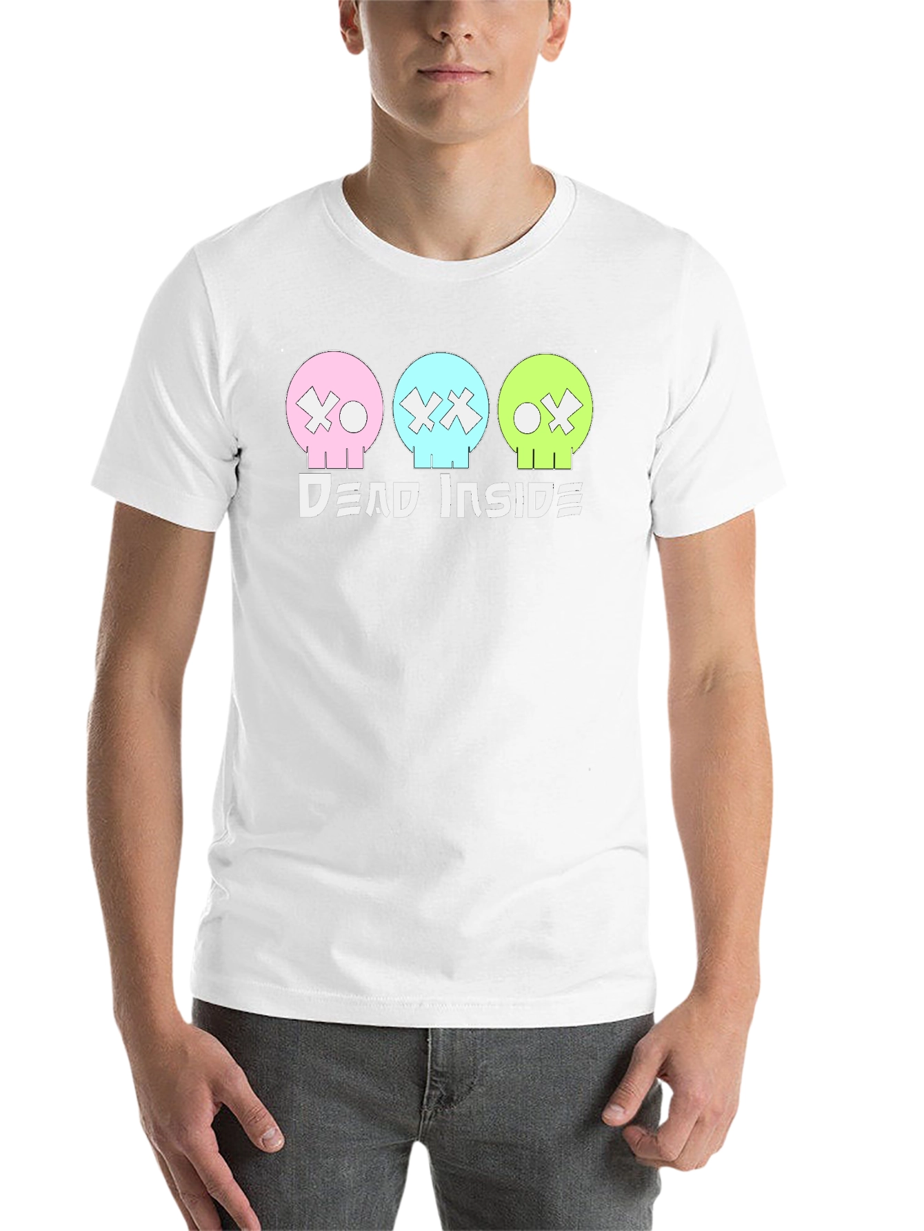 Black Dead Inside T-Shirt: Pastel Skulls, Trendy Graphic Tee view 14