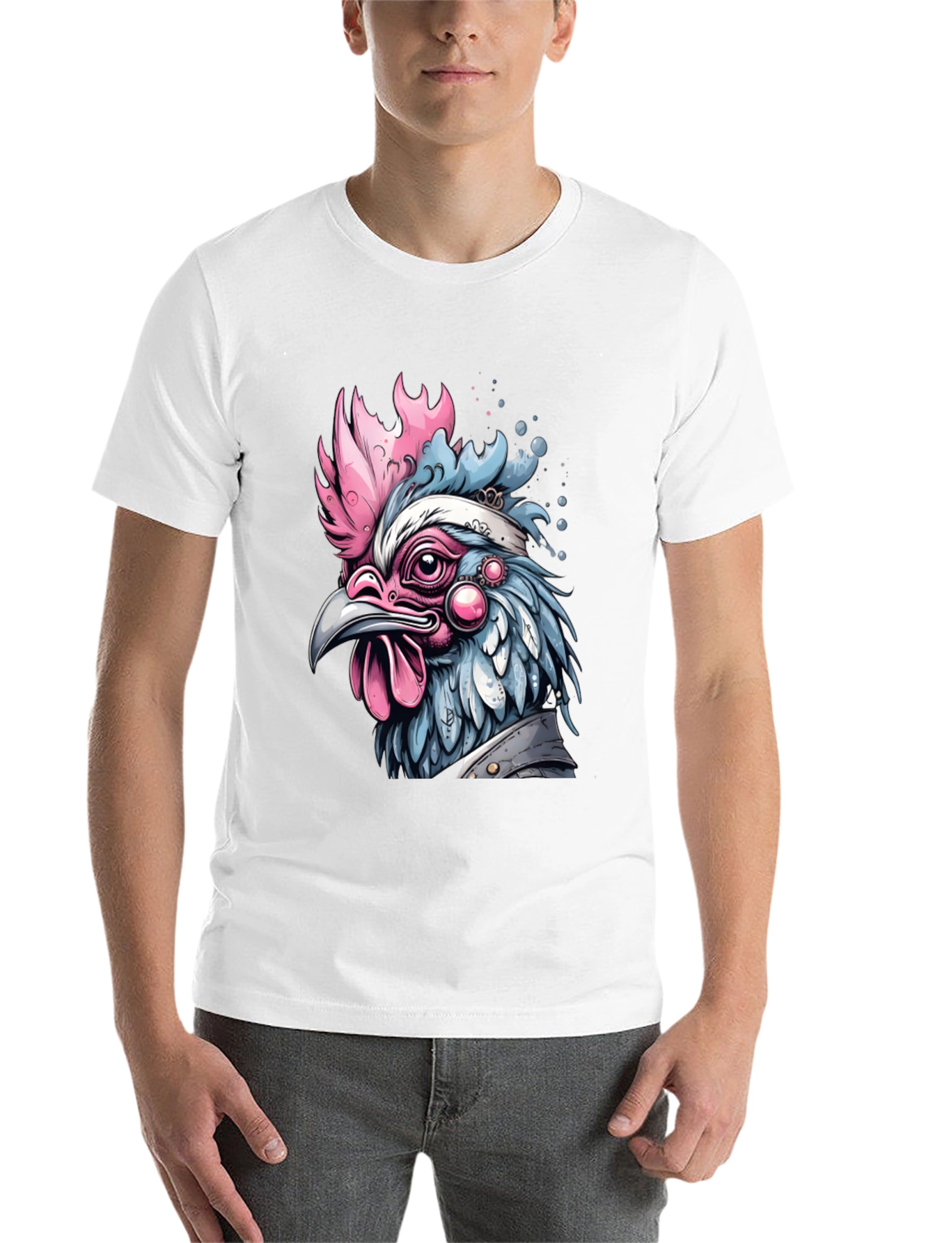 Black Artistic Chicken Graphic T-Shirt view 14