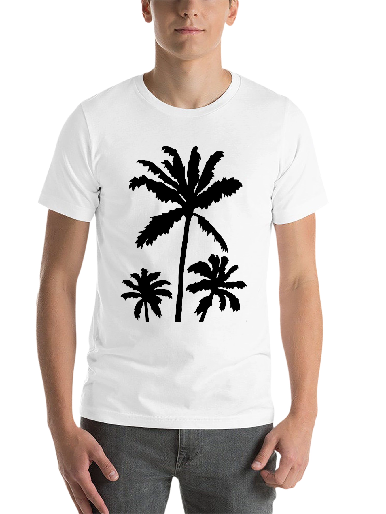Black Tropical Palm Tree Graphic T-Shirt view 14