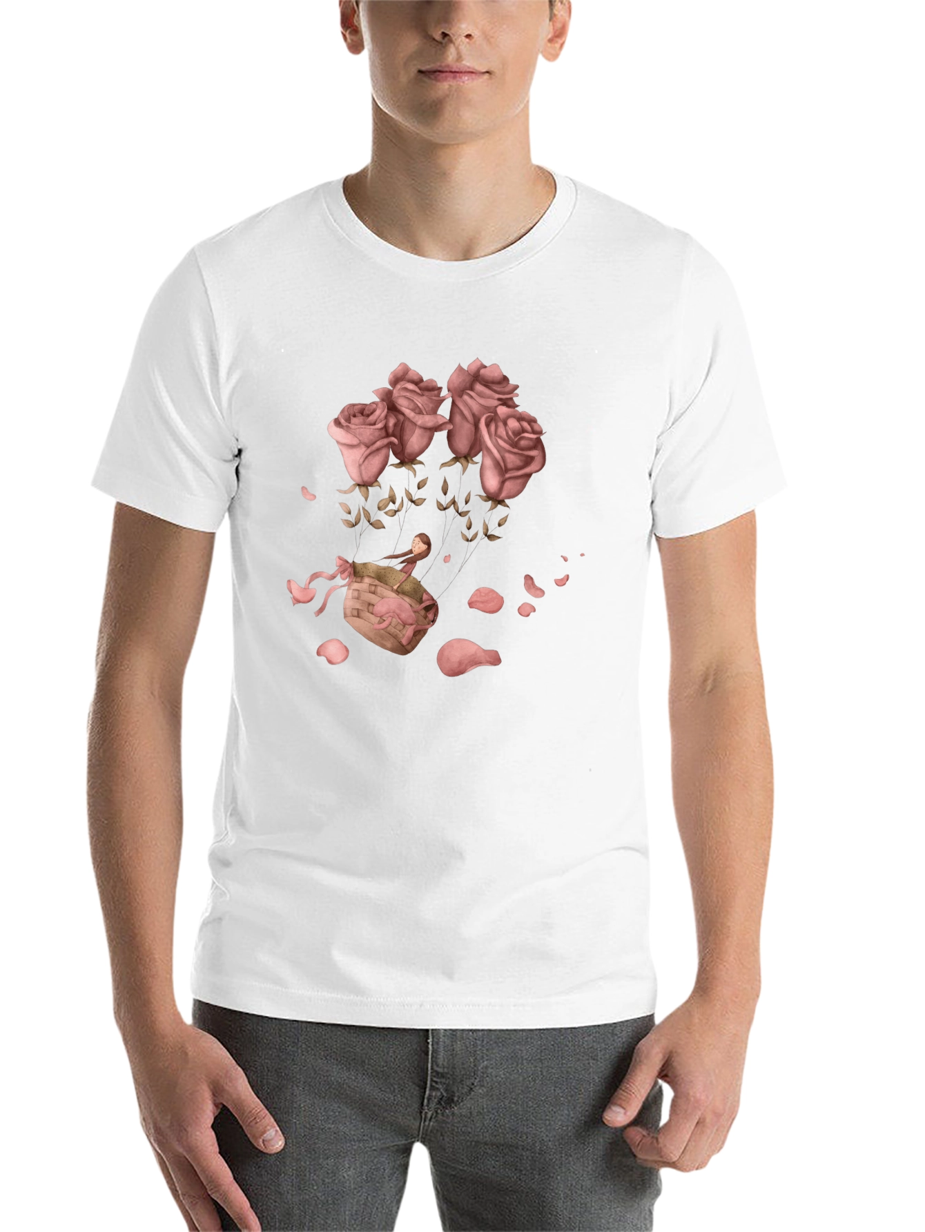 Black Floral Graphic T-Shirt - Rose Basket Design view 14