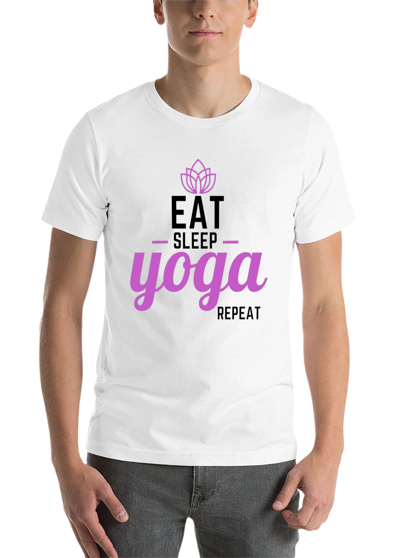 Black Eat Sleep Yoga Repeat Black T-Shirt view 14