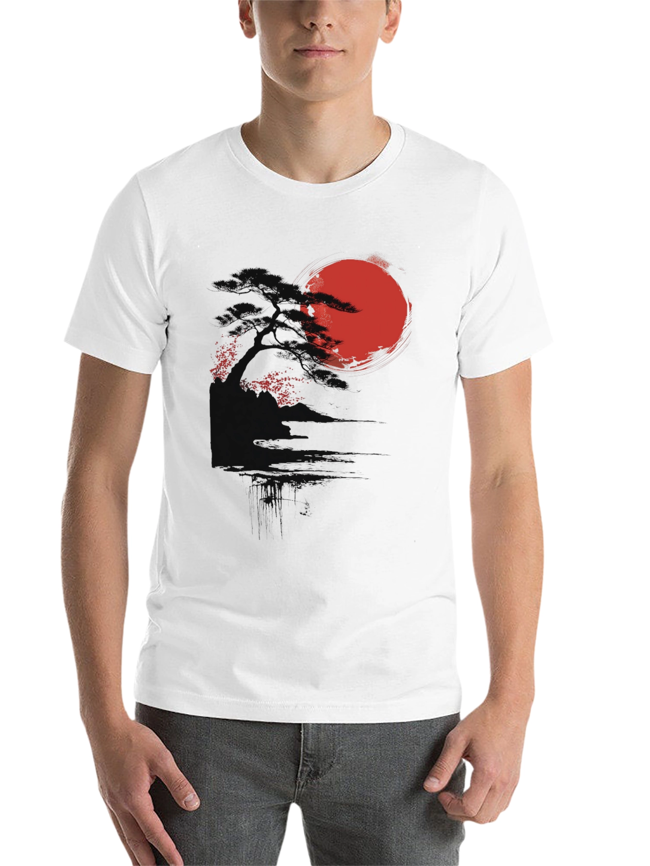 Black Rising Sun Graphic Tee - Black Cotton Blend view 14