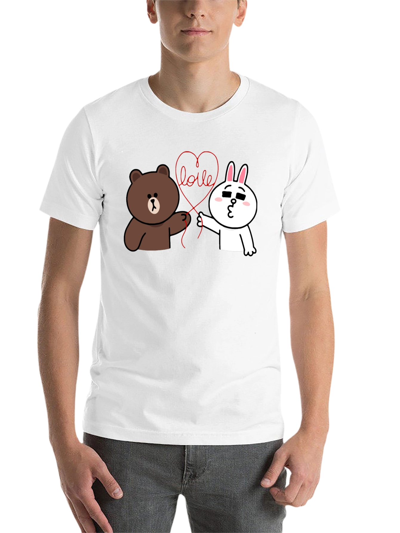 Black Cute Cartoon Love Graphic Black T-Shirt view 14