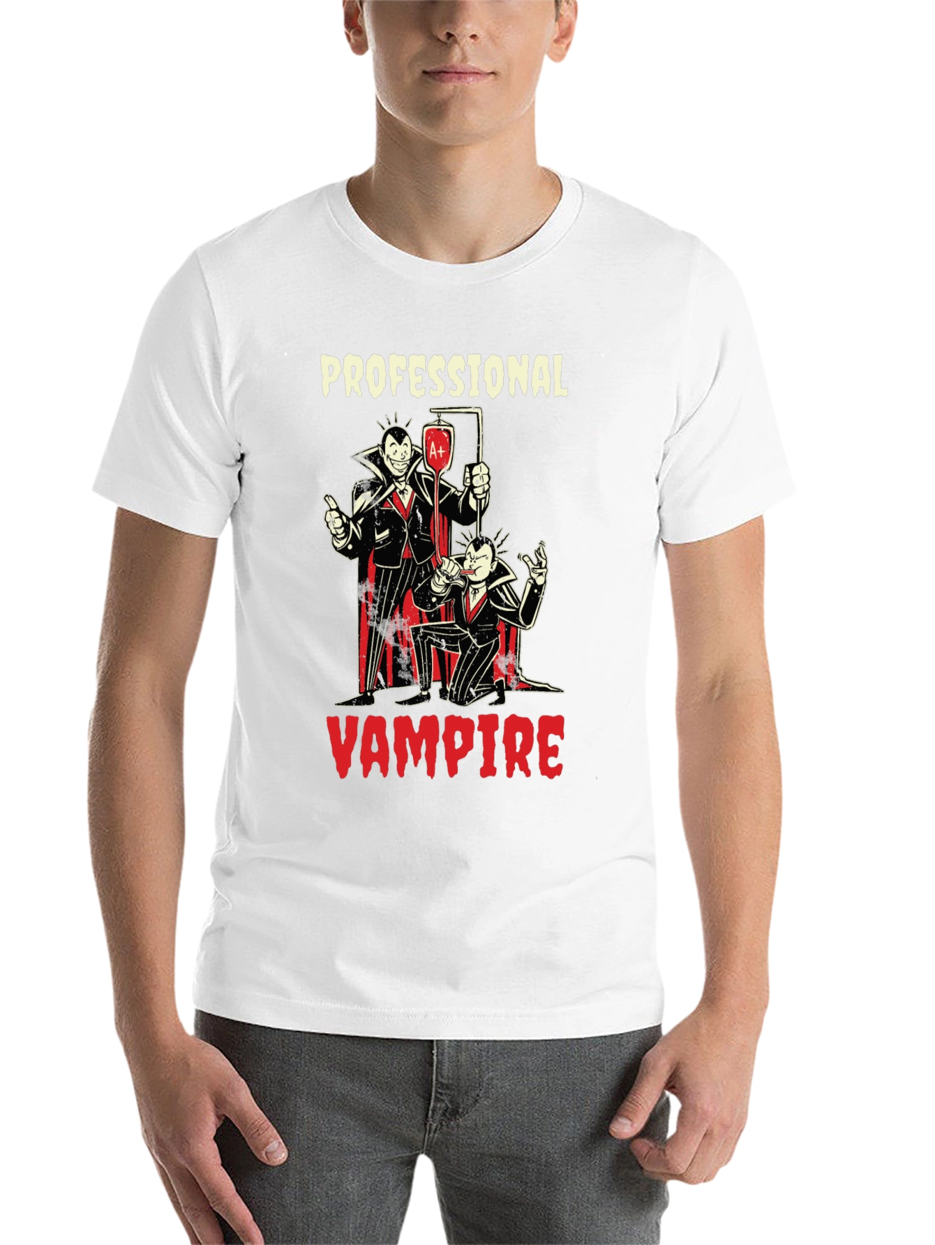 Black Professional Vampire Graphic T-Shirt - Novelty Tee view 14