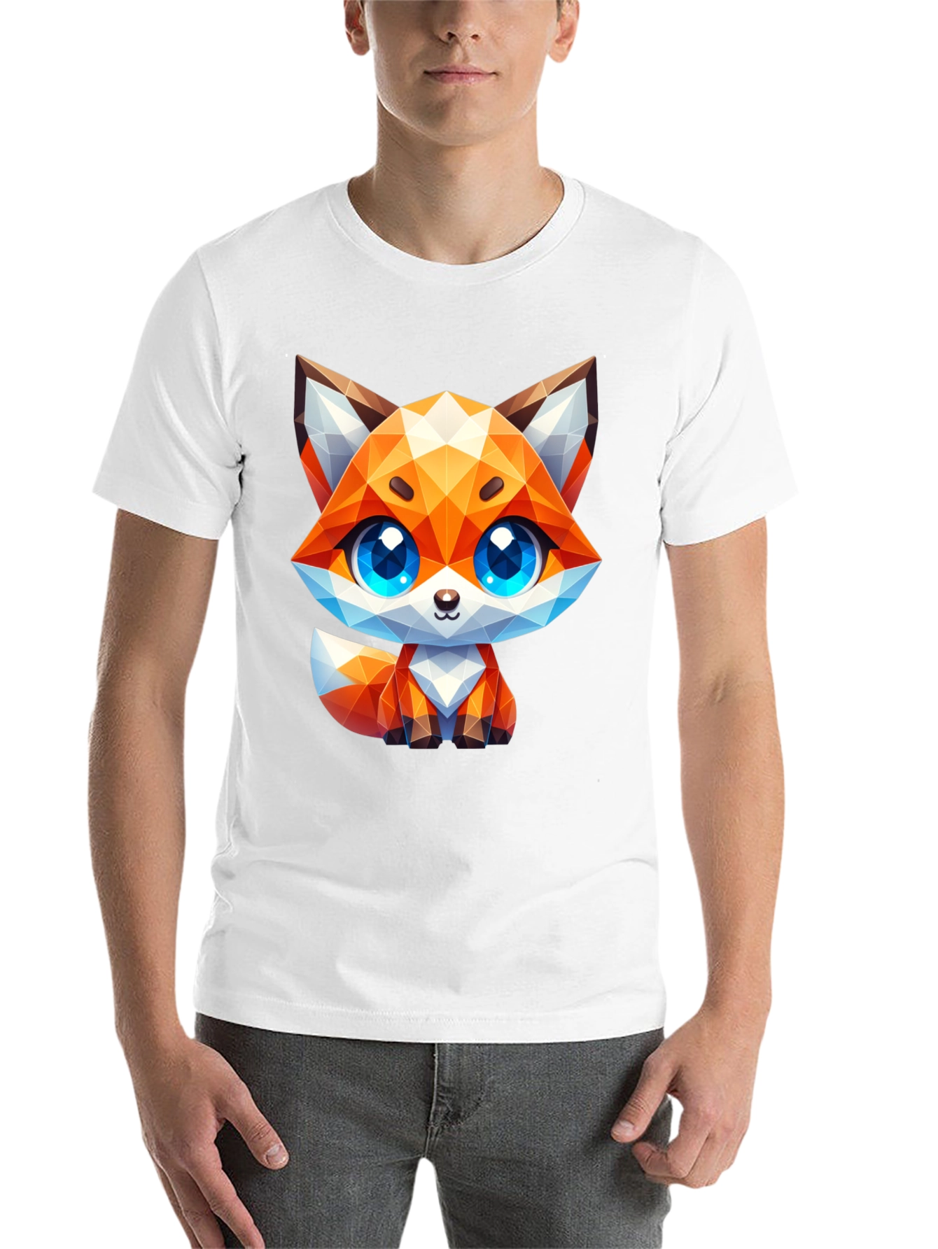 Black Geometric Fox Graphic Tee - Stylish Animal Print Shirt view 14