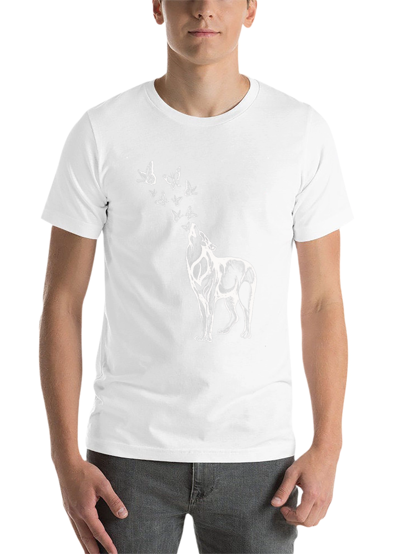 Black Wolf & Butterfly Graphic T-Shirt - Black view 14