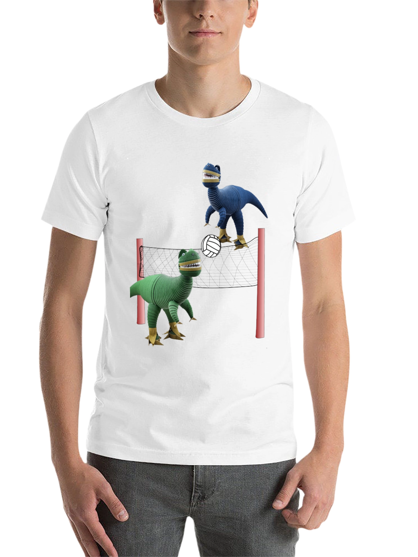 Black Dino Volleyball Black T-Shirt view 14